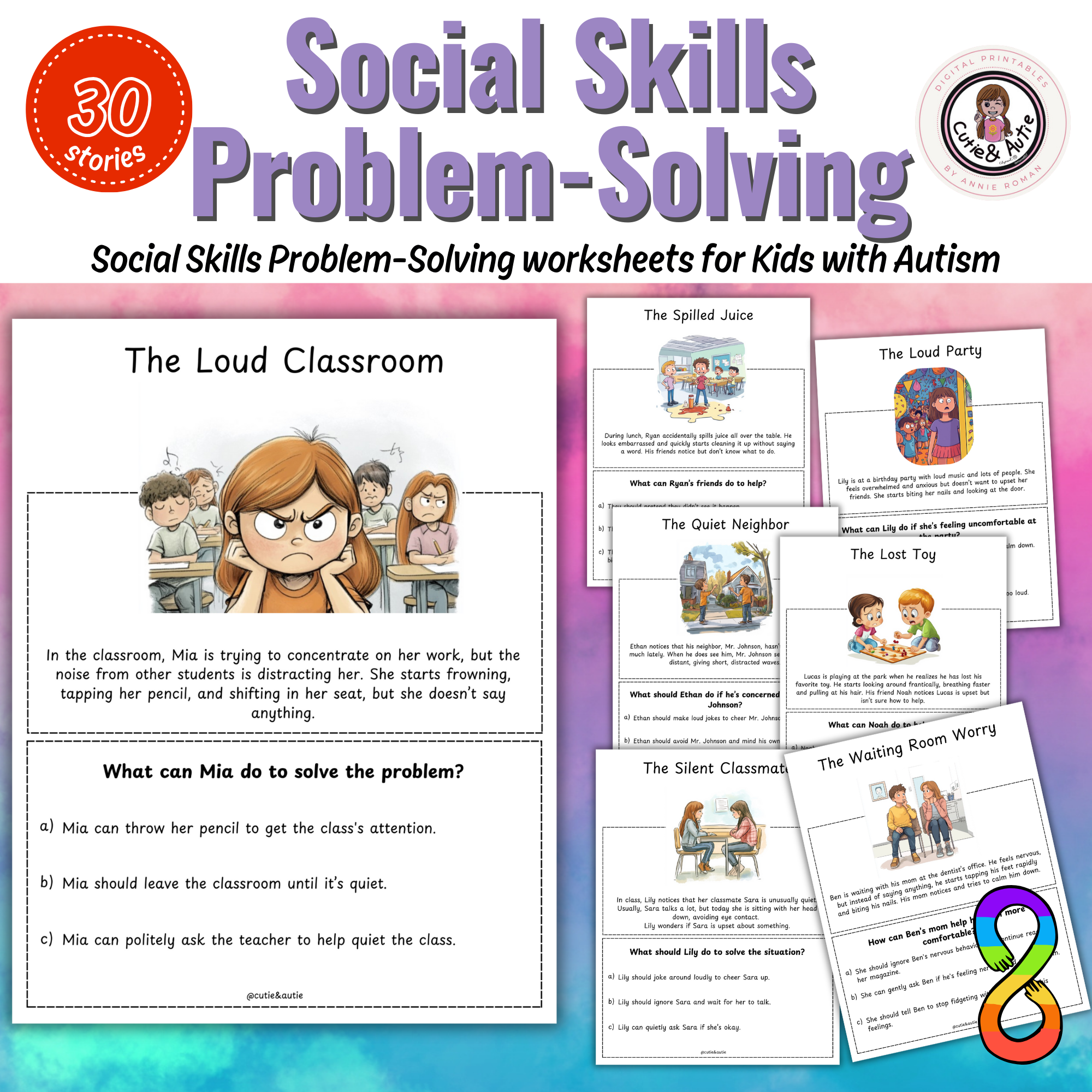 Social Skills Problem Solving Worksheets For Kids With Autism 30 Stories Classful