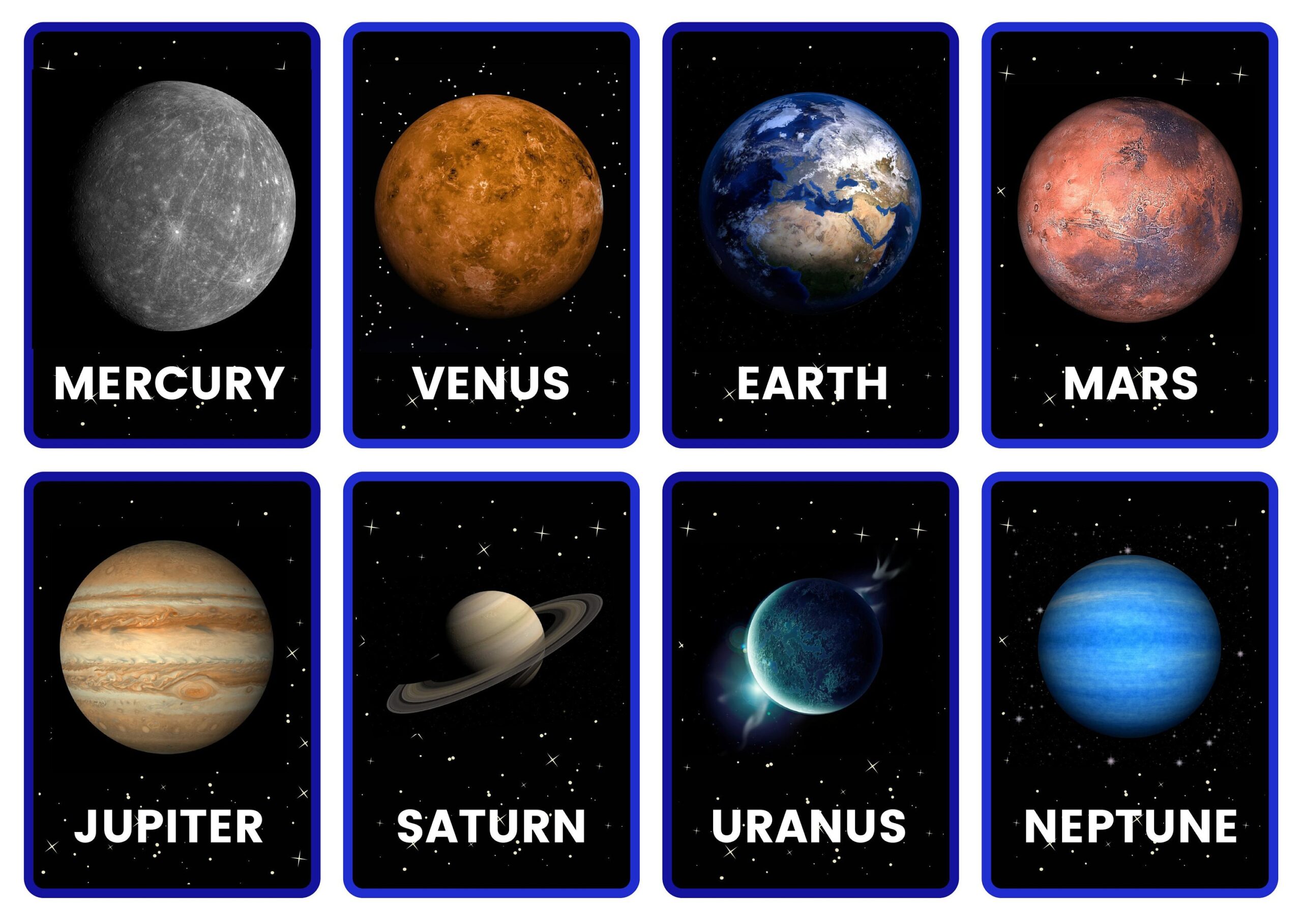 Solar Systems And Space Flashcards set Of 48 PRINTABLE PDF Digital Download Etsy