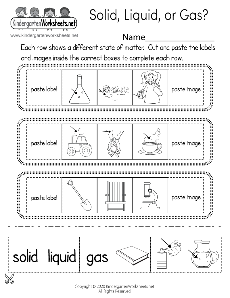 science worksheets for kindergarten