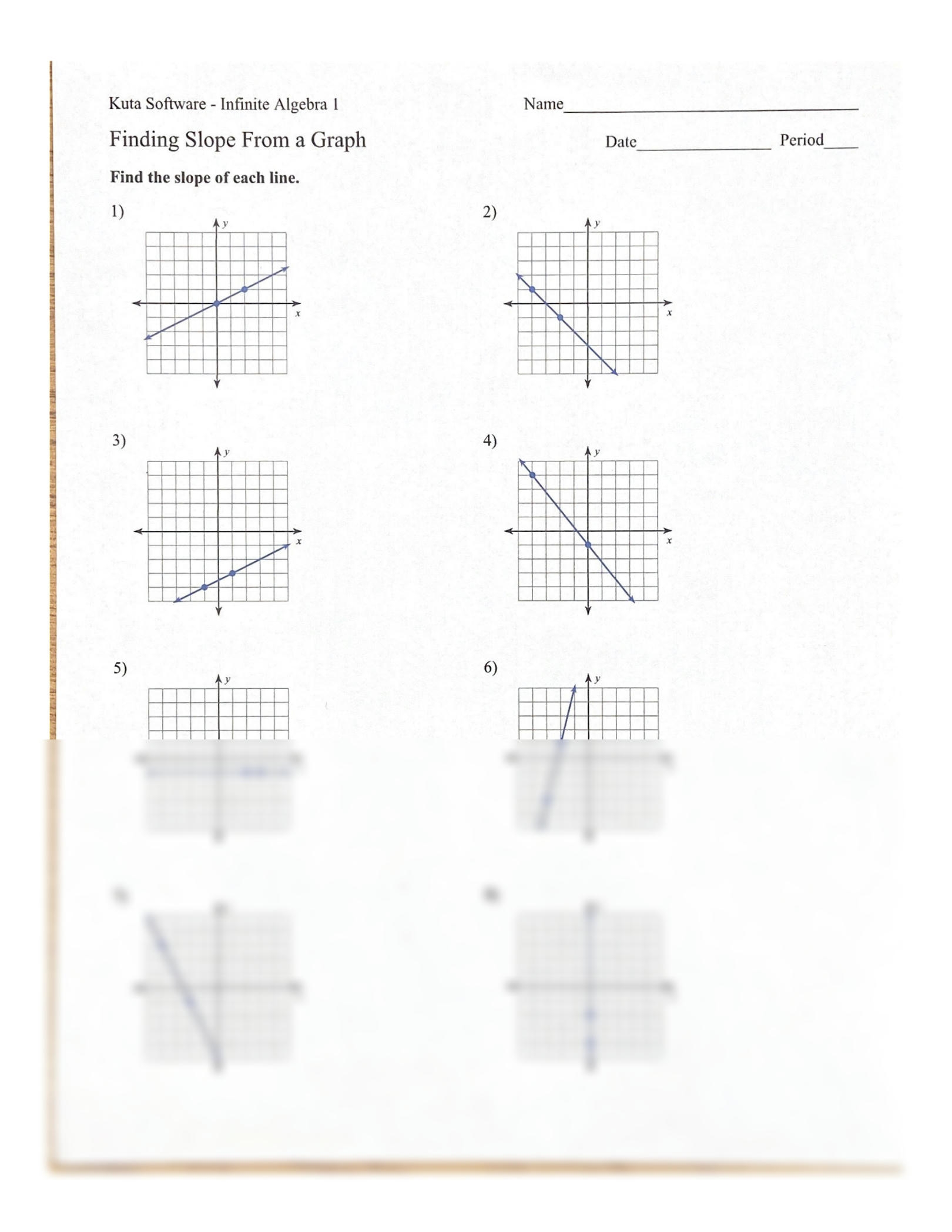 slope from a graph worksheet