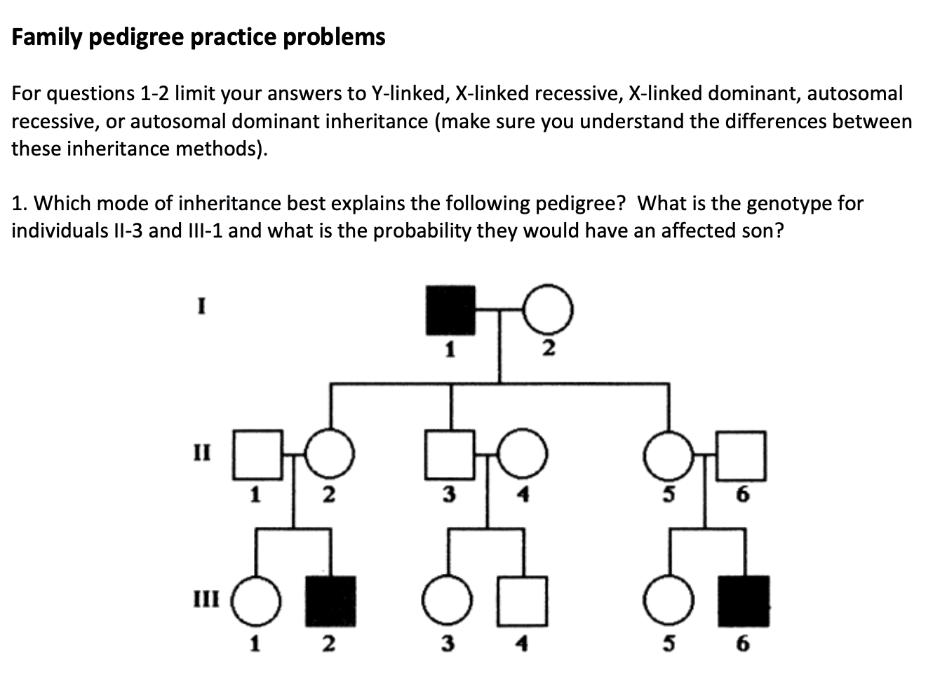 Solved Family Pedigree Practice Problems For Questions 1 2 Chegg Worksheets Library