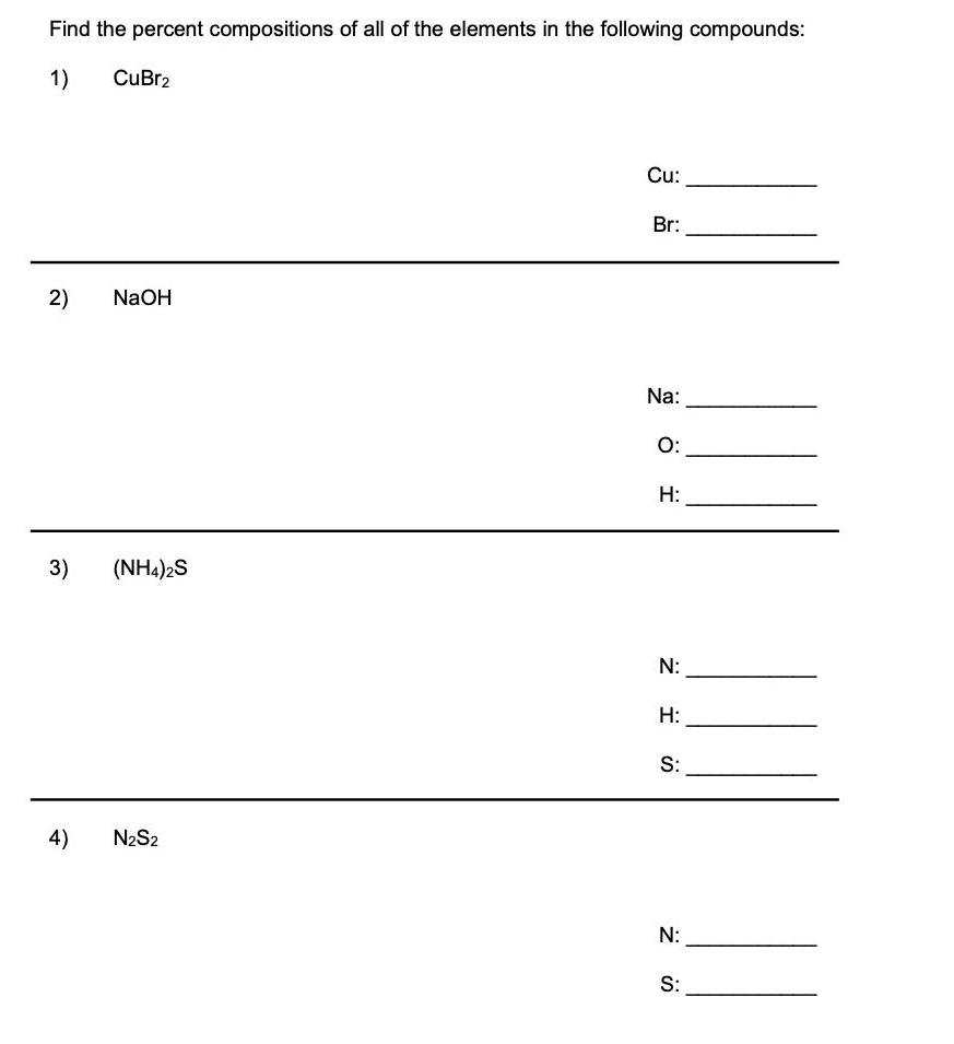 SOLVED Find The Percent Compositions Of All Of The Elements In The SolutionInn
