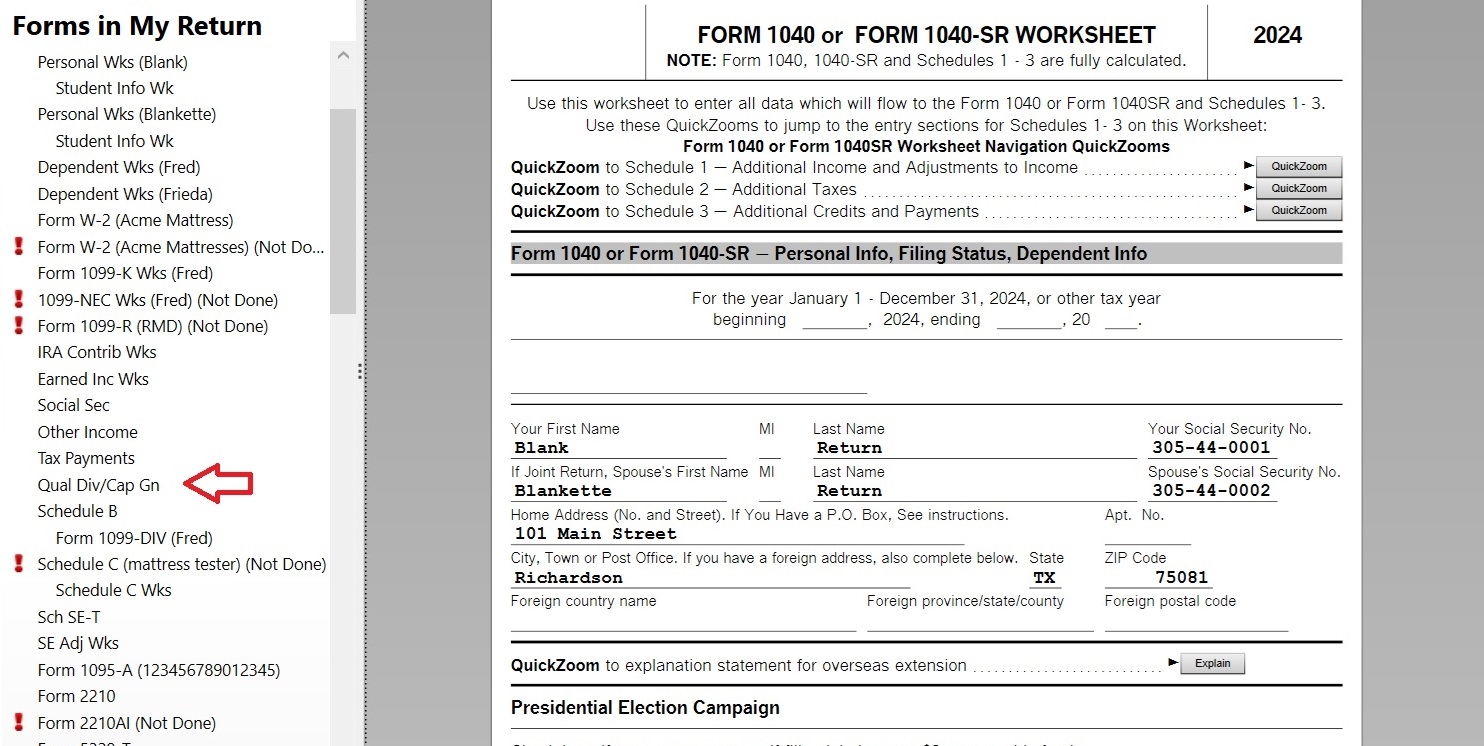 qualified dividends and capital gain worksheet