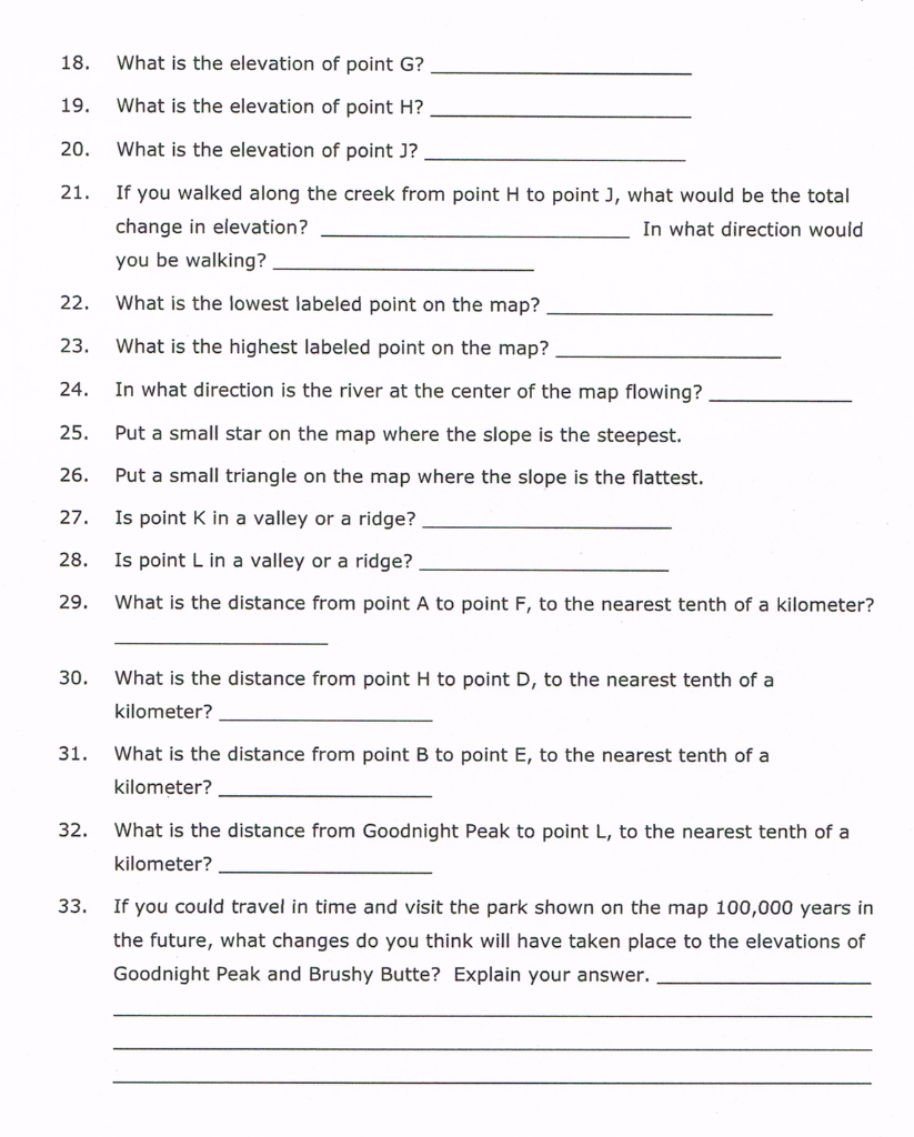 Solved Use The Following Topographic Map From Palo Duro Chegg Worksheets Library