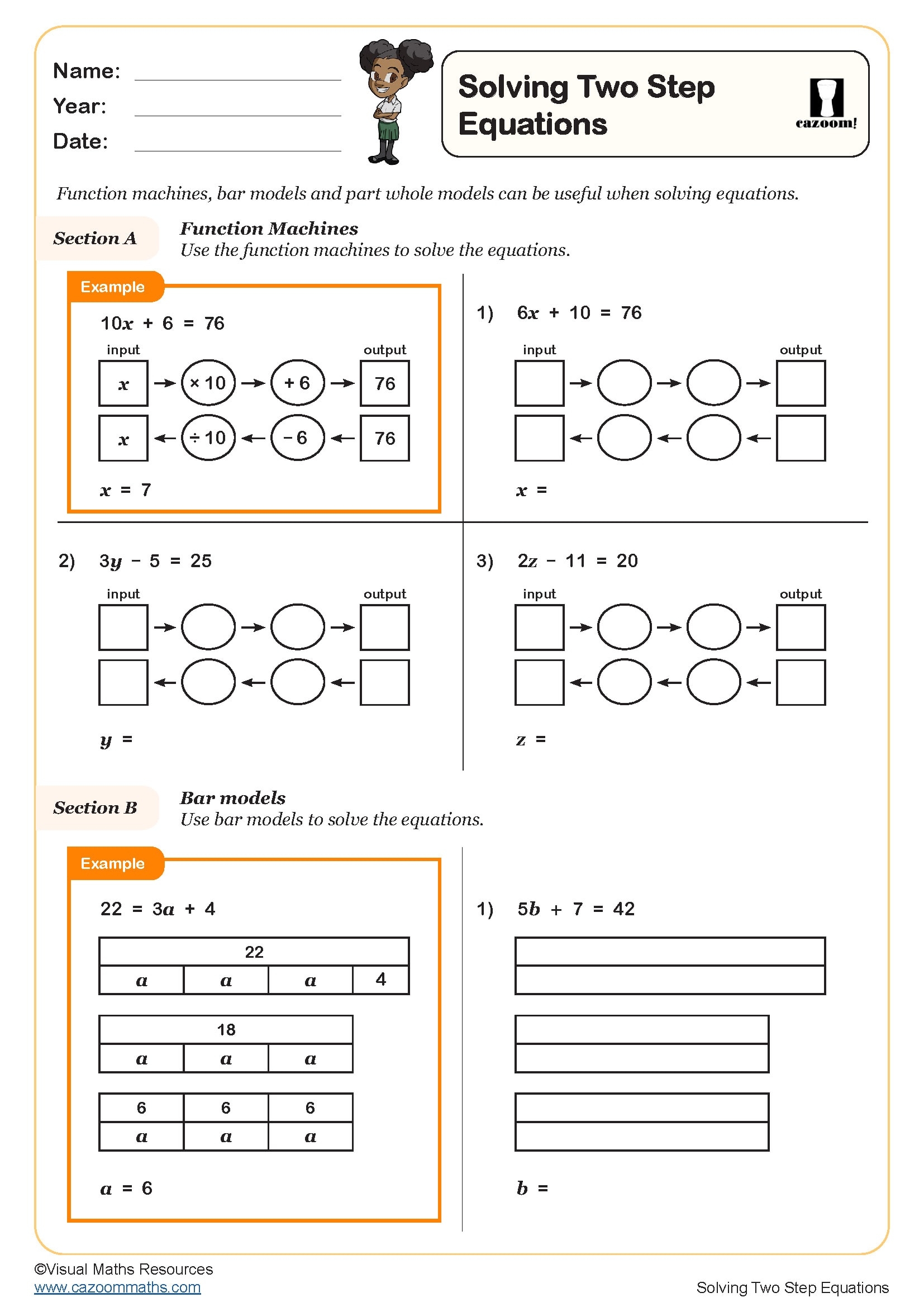 two-step equations worksheets