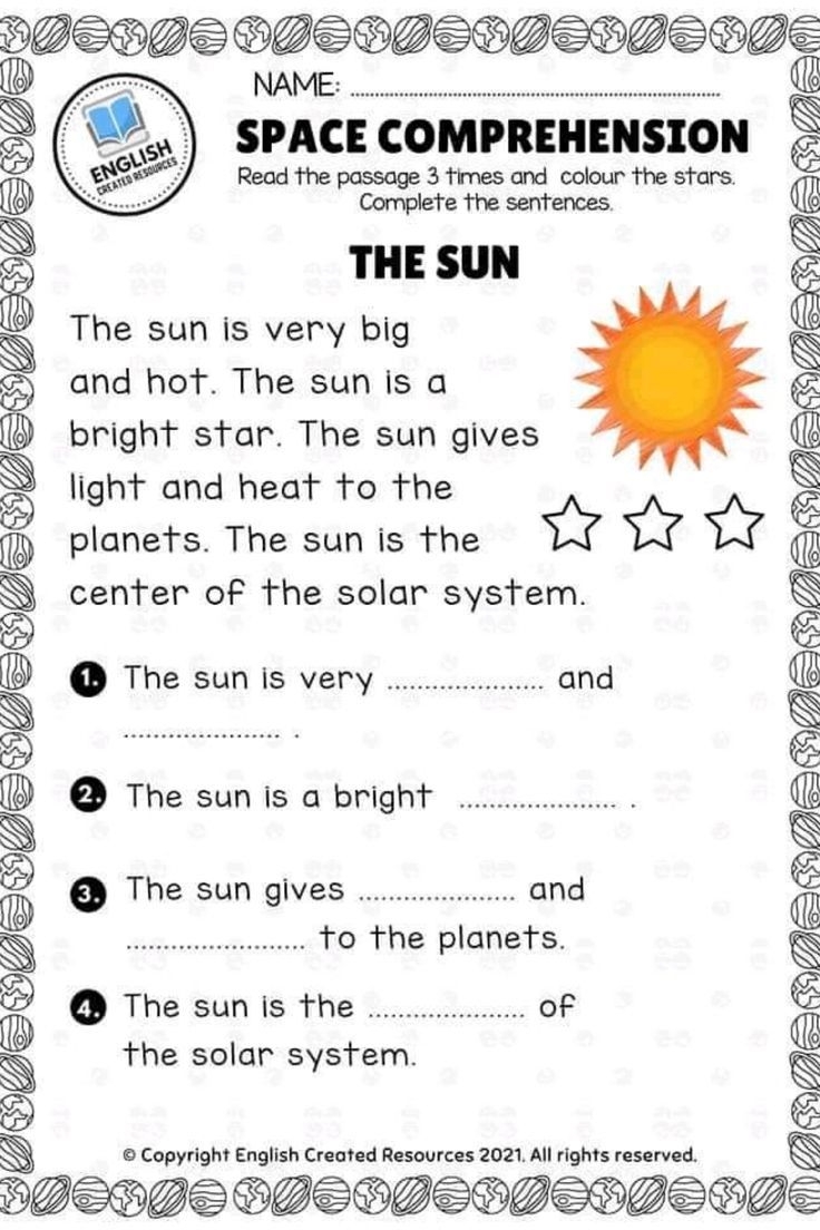 science worksheets reading comprehension