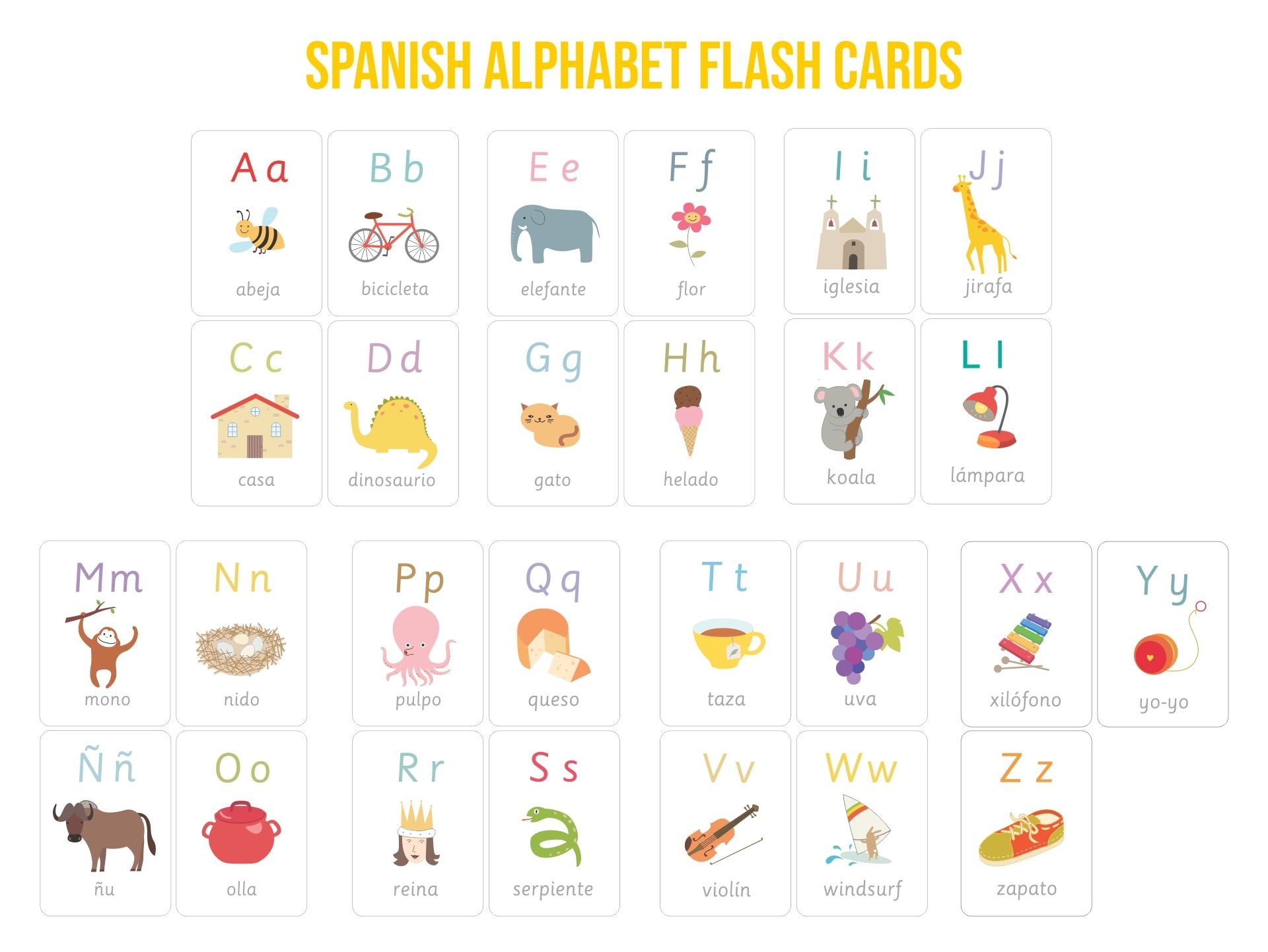 Spanish Alphabet Cards 10 Free PDF Printables Printablee Worksheets Library