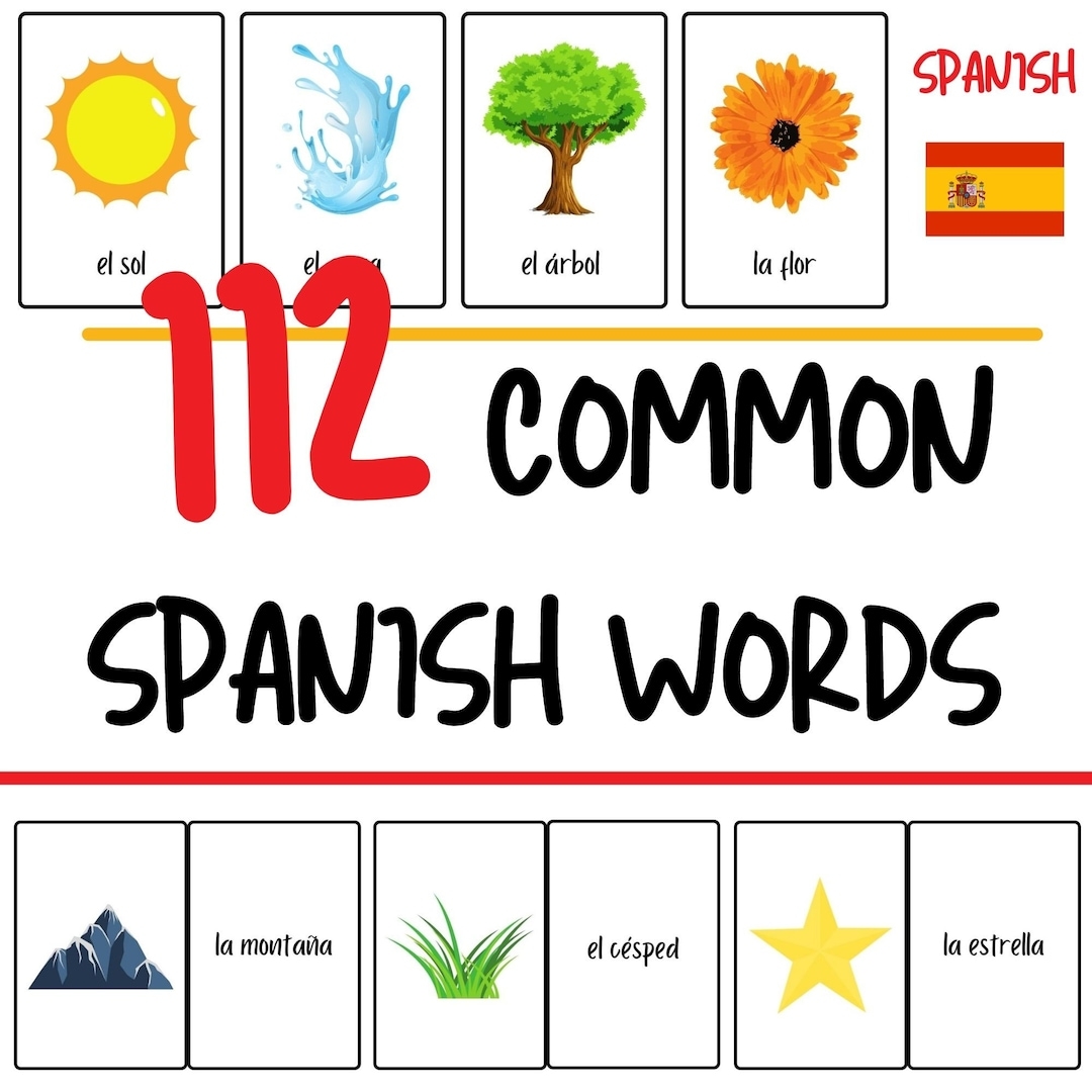 Spanish Flashcards 112 Common Spanish Words Spanish For Beginners Flashcards For Kids Fun Spanish Vocabulary Practice PDF Download Etsy