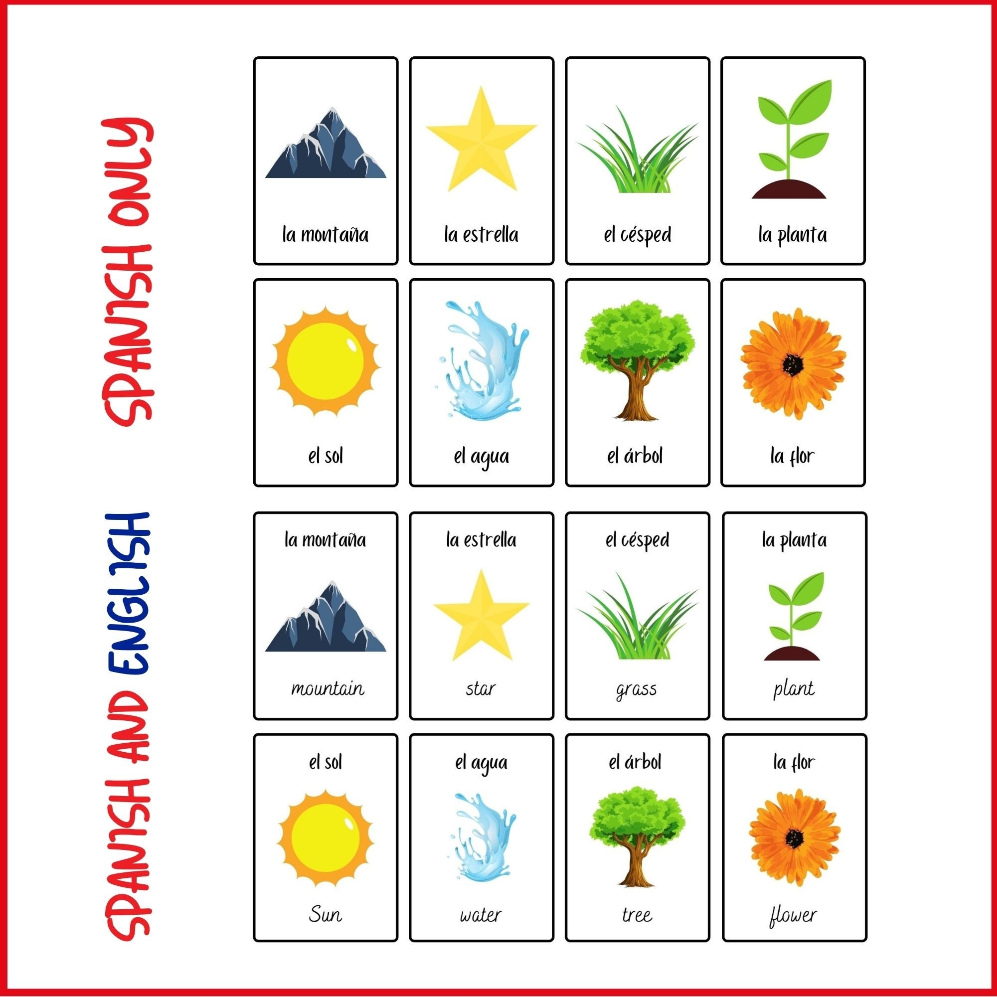 Spanish Flashcards 112 Common Spanish Words Spanish For Beginners Flashcards For Kids Fun Spanish Vocabulary Practice PDF Download Etsy