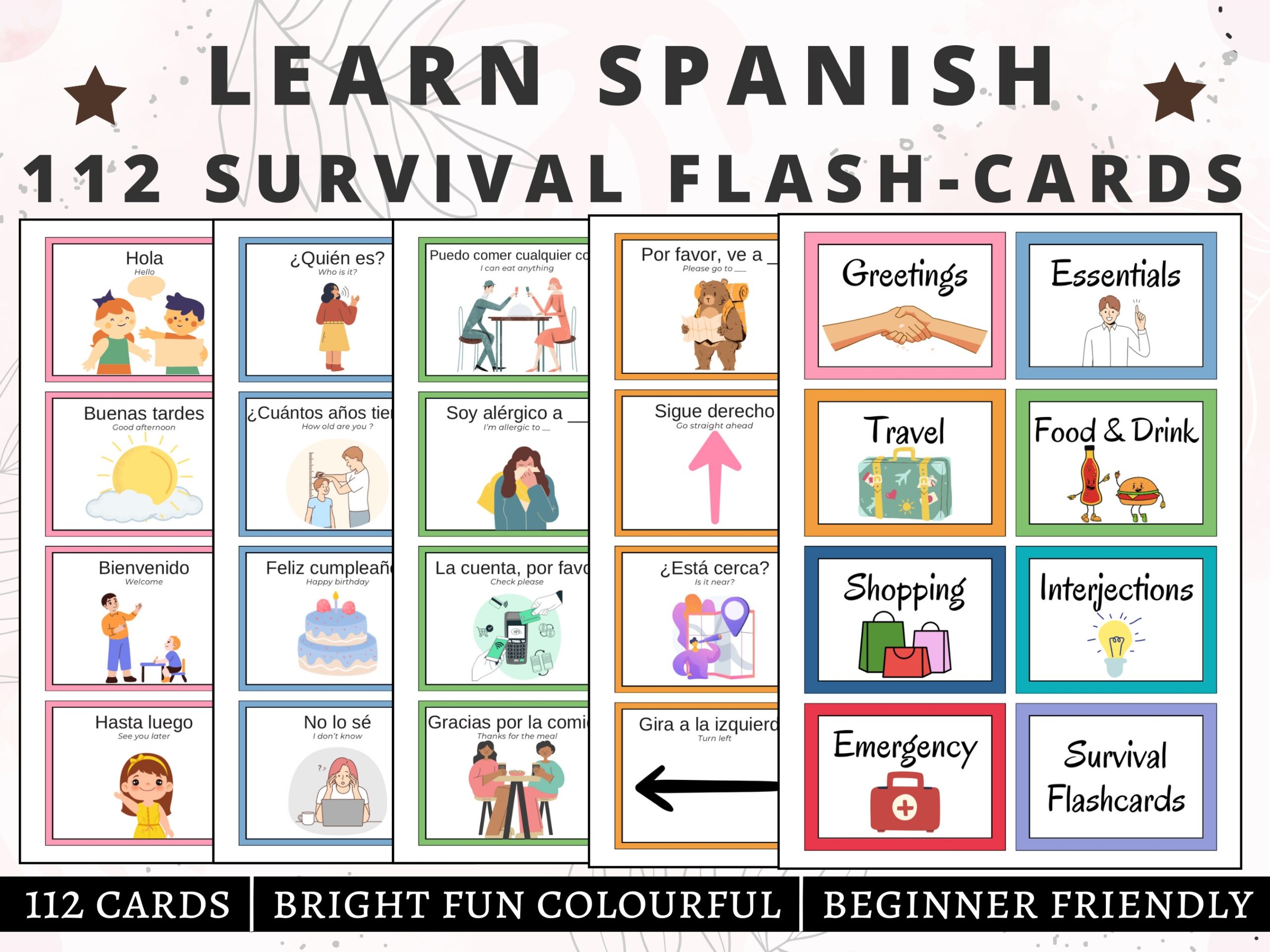 Spanish Flashcards For Beginners Spanish Printable Flashcards Spanish Essential Phrases Spain Spanish Language Spanish Practice Etsy
