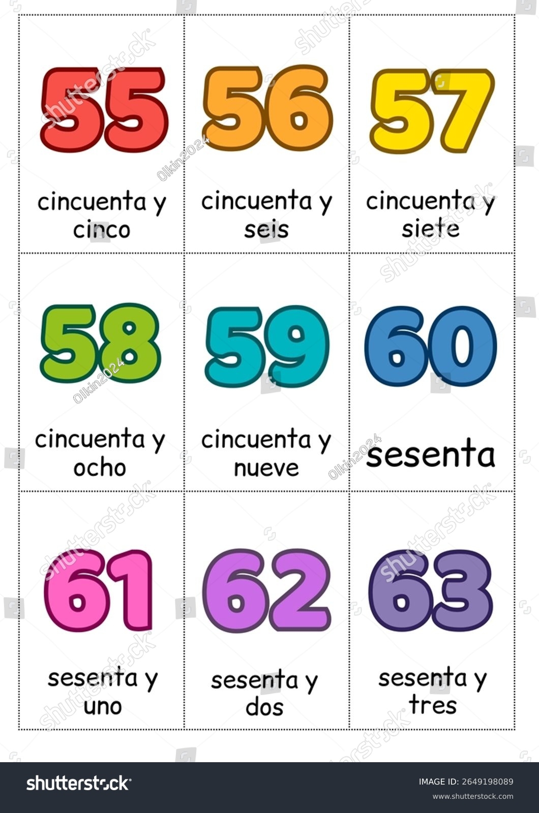 spanish number flashcards