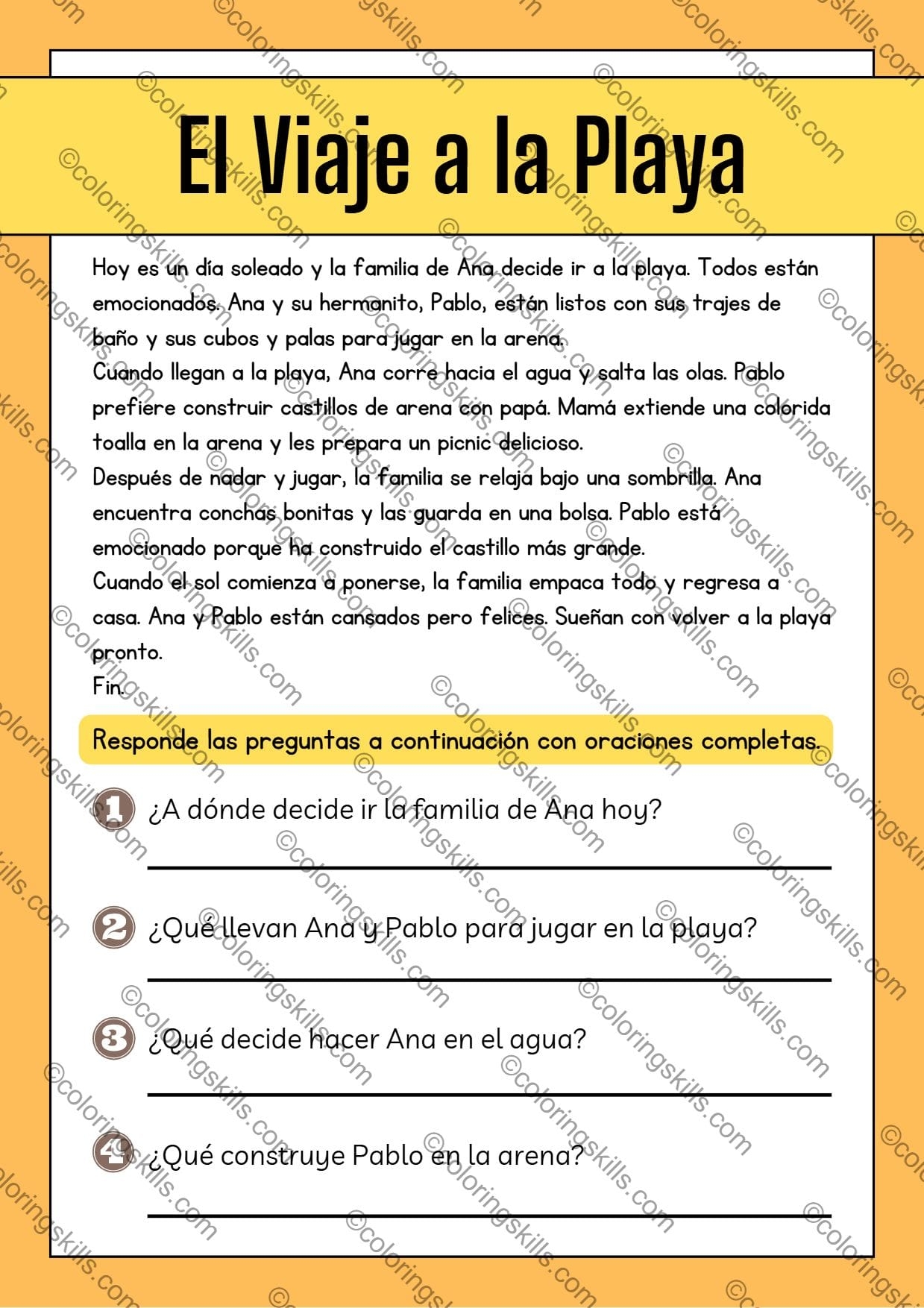 Spanish Reading Comprehension Passages For 1st To 5th Grade PDF PPT Editable