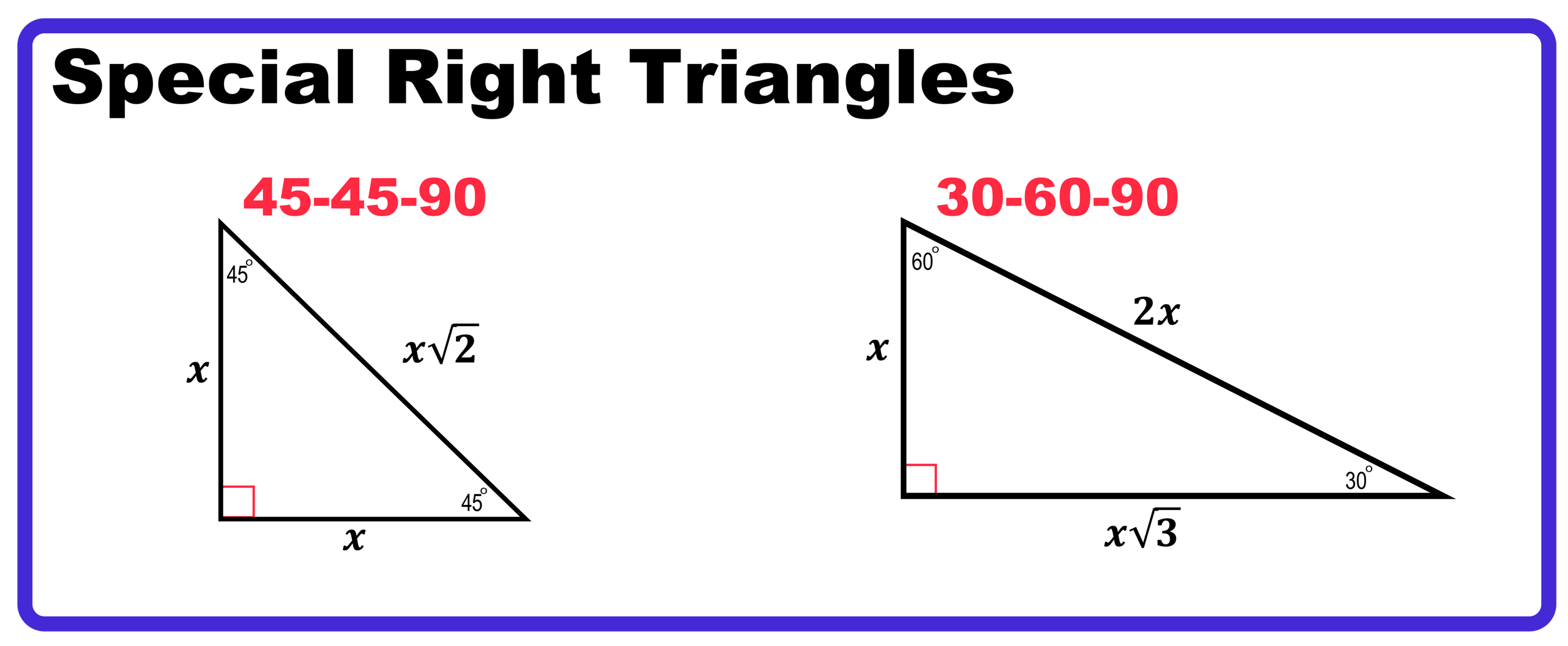special right triangles worksheet