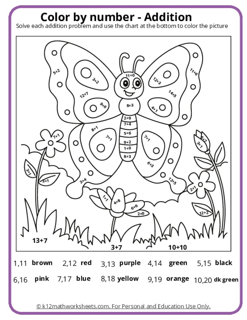 Spring Color By Number Pages K12 Math Worksheets Spring Color By Number Pages K12 Math Worksheets
