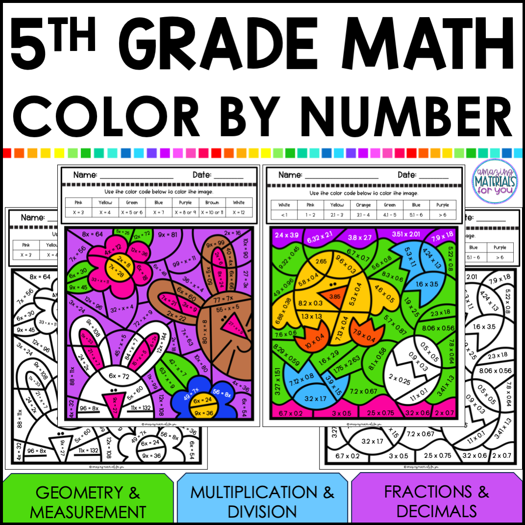 Spring Math Coloring Worksheets 5th Grade Color By Code Early Finishers Made By Teachers