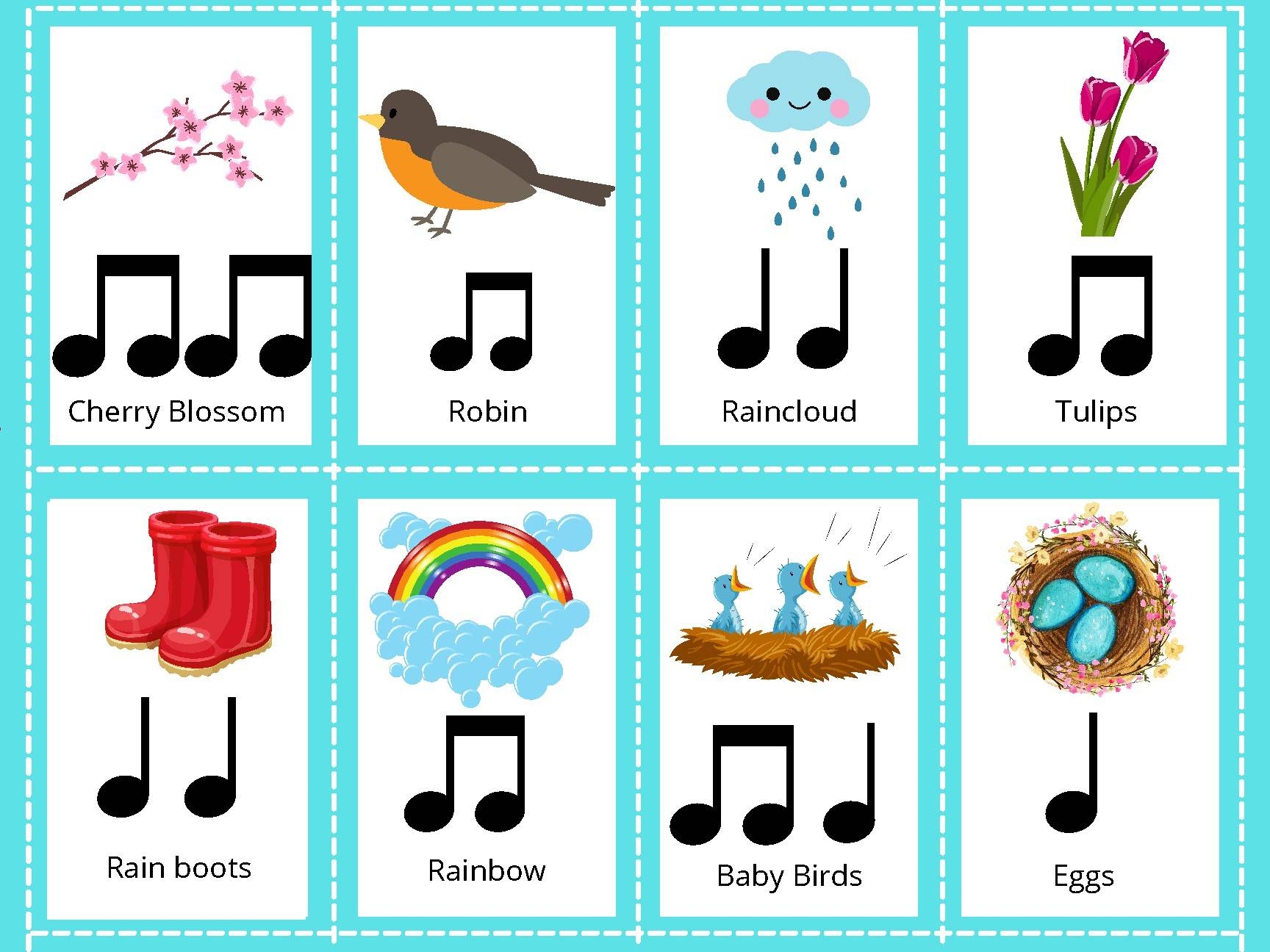 Spring Themed Rhythm Flashcards By ViolinJudy s Resources For Music Teachers