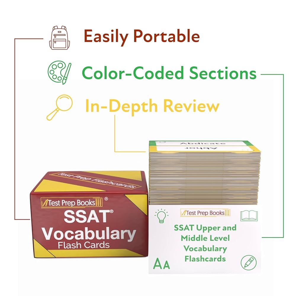 SSAT Vocabulary Study Cards 2025 2026 SSAT Middle And Upper Level Test Prep And Practice Full Color Cards Test Prep Books 9781637753606 Amazon Books