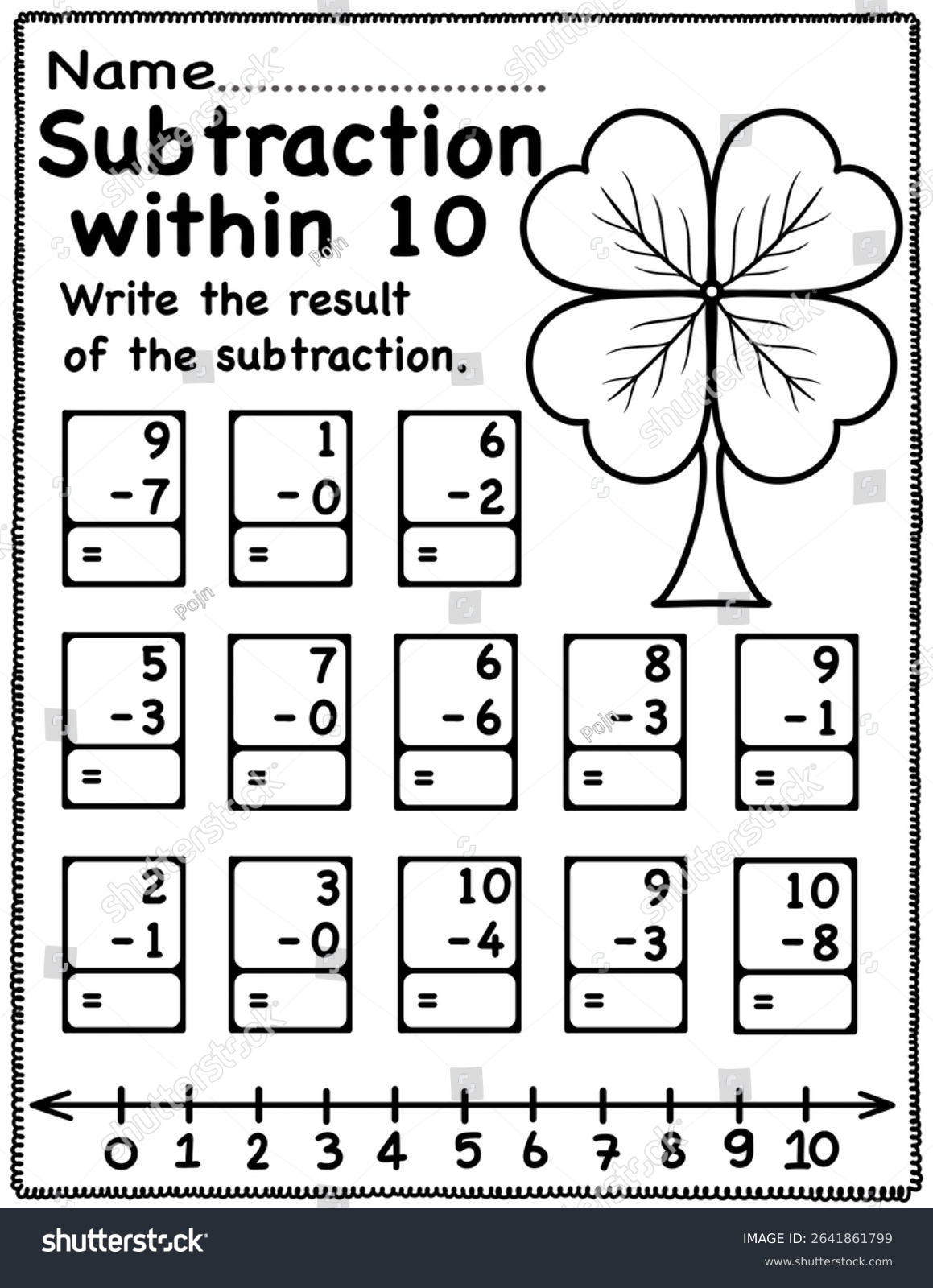 St Patricks Day Subtraction Counting Back Stock Illustration 2641861799 Shutterstock