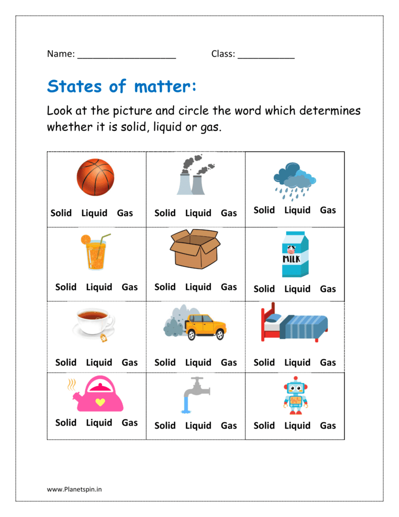 States Of Matter Worksheet Solid Liquid Gas Worksheet