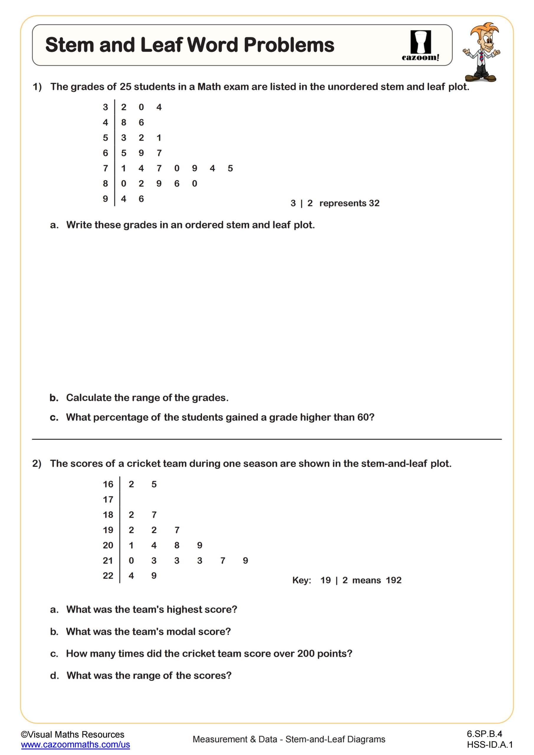 Stem And Leaf Diagram Worksheets Printable PDF Math Worksheets Cazoom Math Stem And Leaf Diagram Worksheets Printable PDF Math Worksheets Cazoom Math