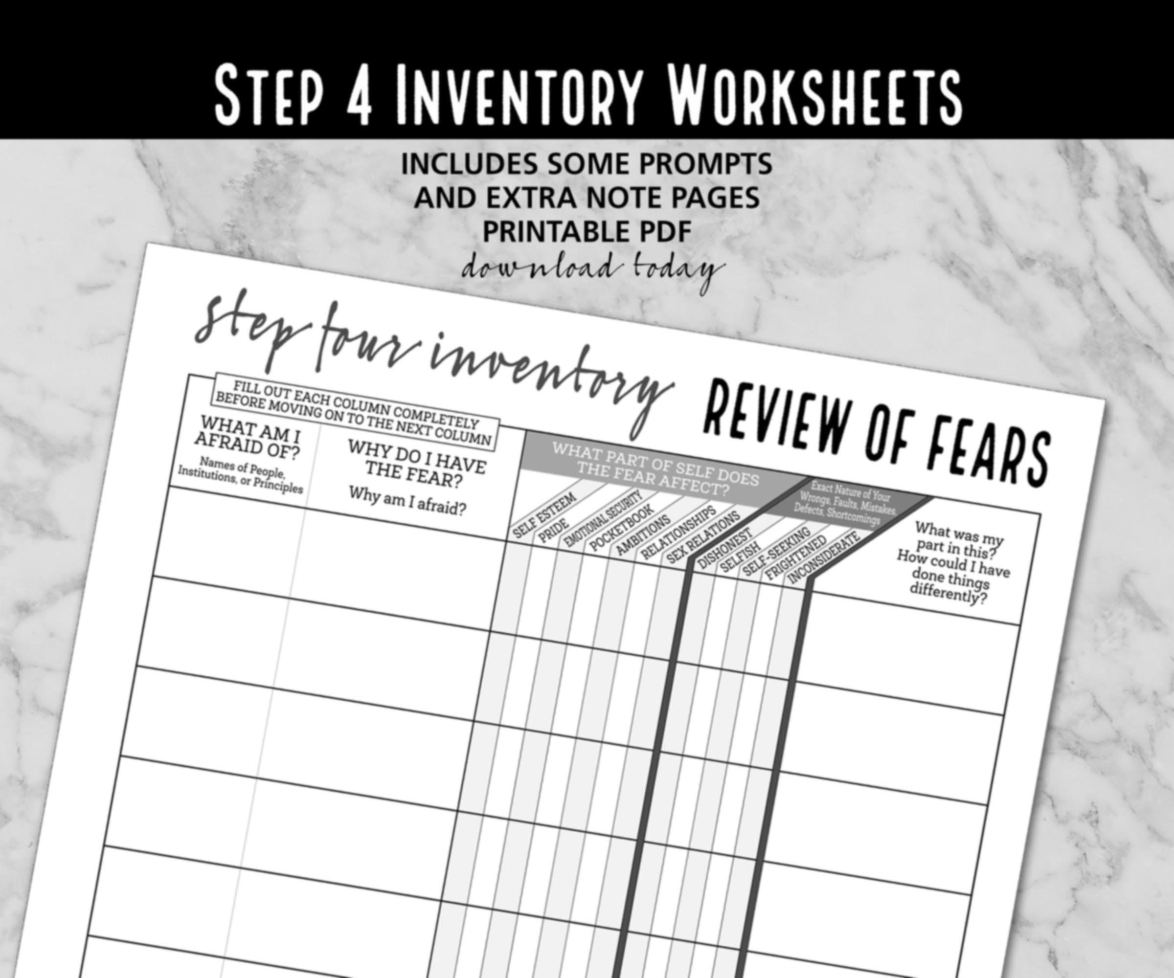 aa step 4 worksheet