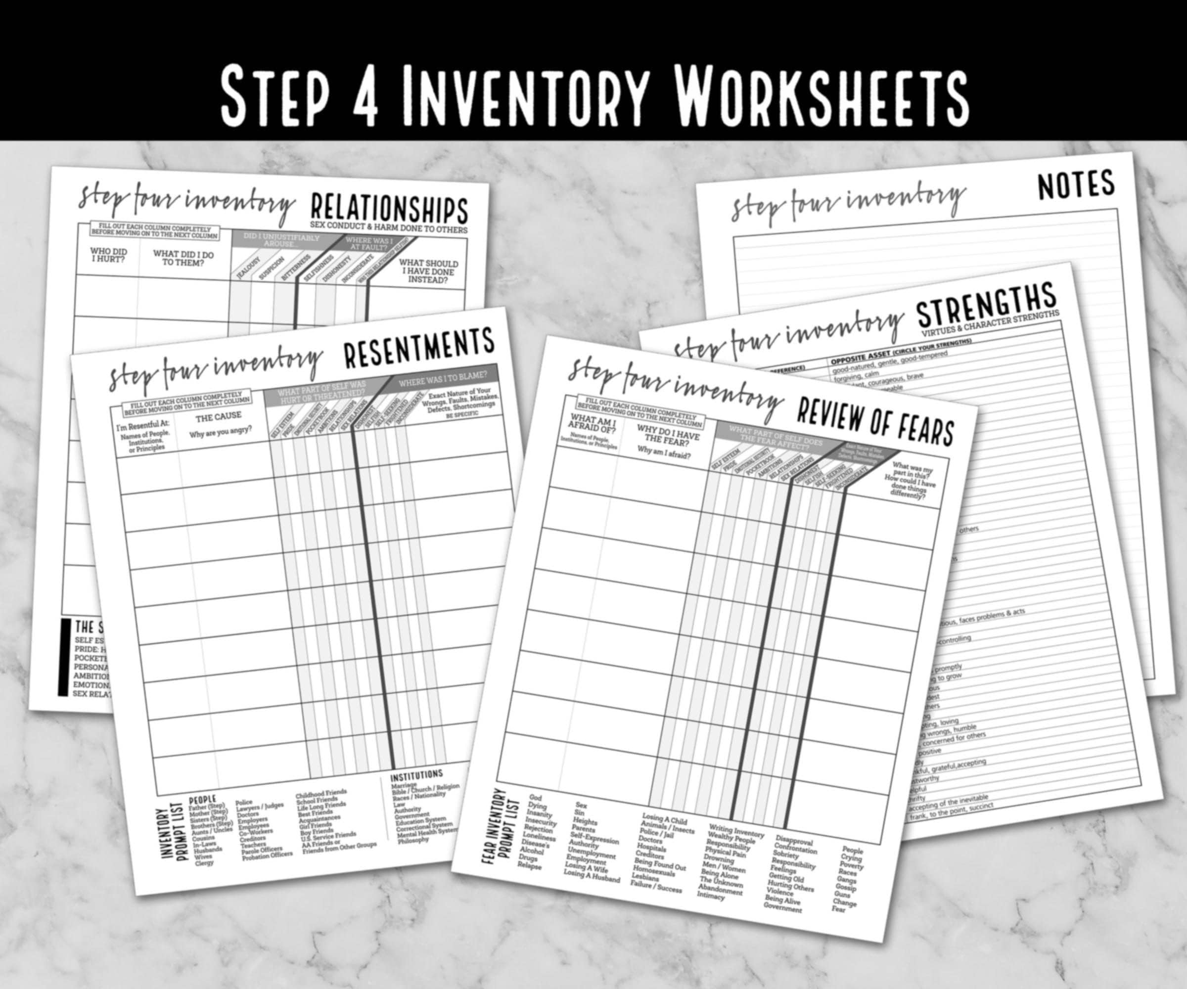 Step 4 Inventory Worksheets Instant Download Pdf Etsy UK