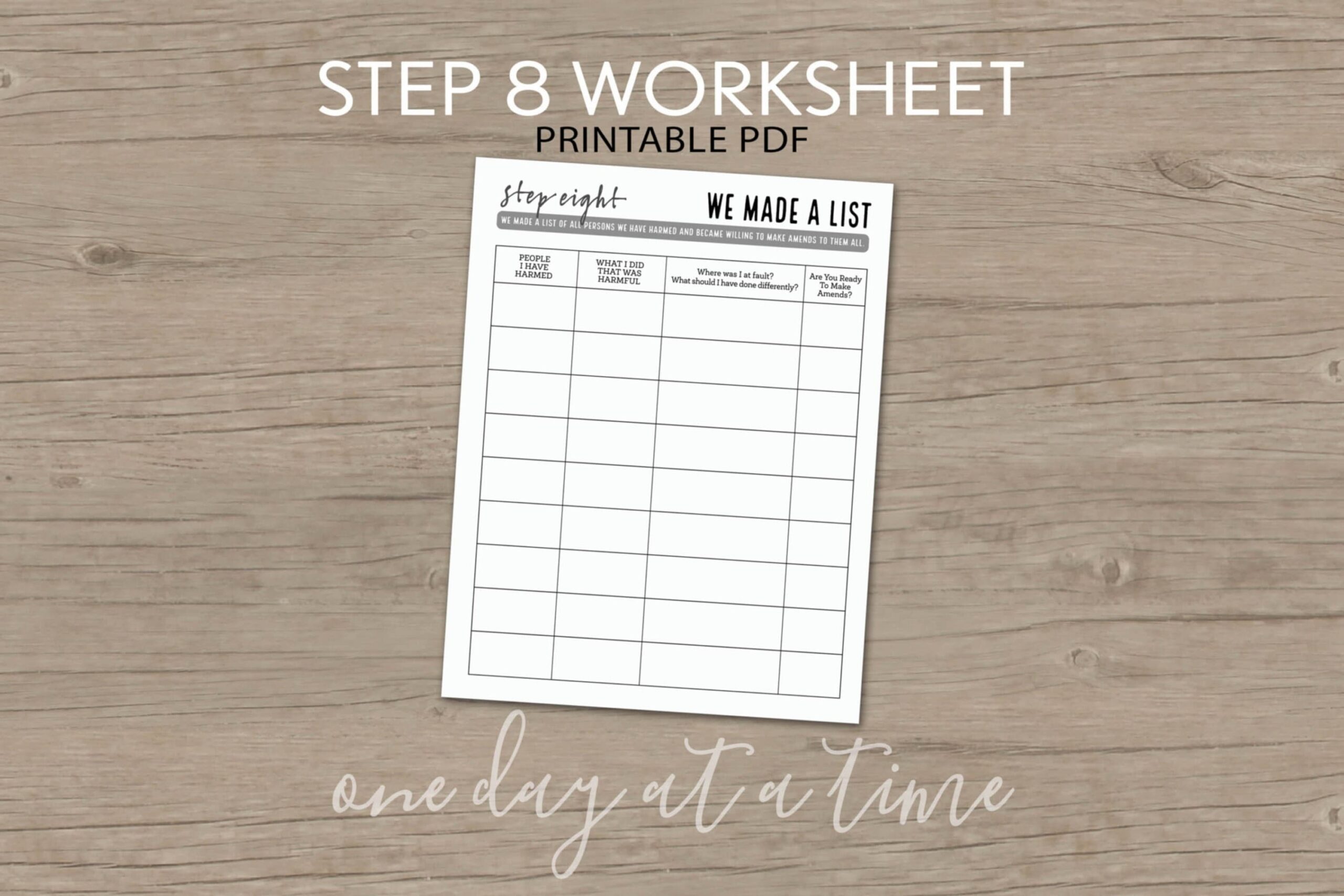 aa worksheets step 2
