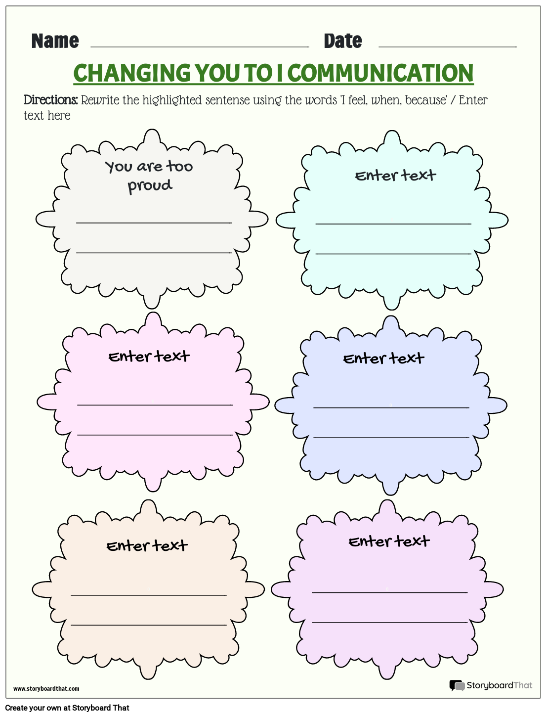 Storyboard That Communication Worksheets For Education