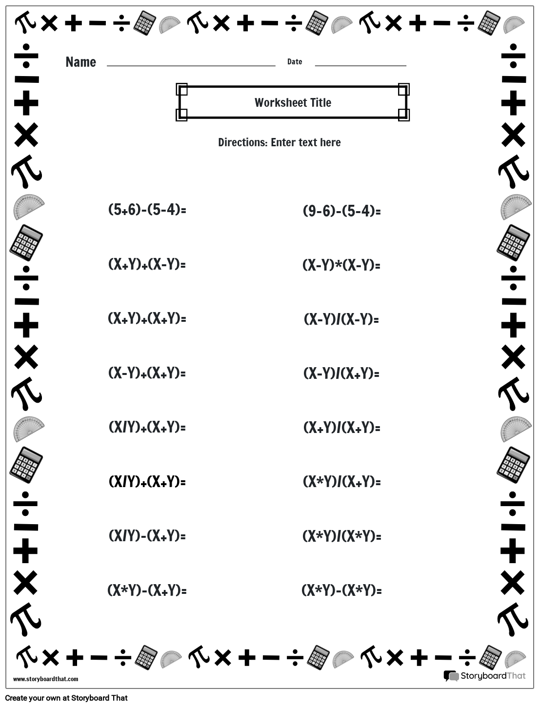 Storyboard That Free Mixed Operations Worksheets For Math