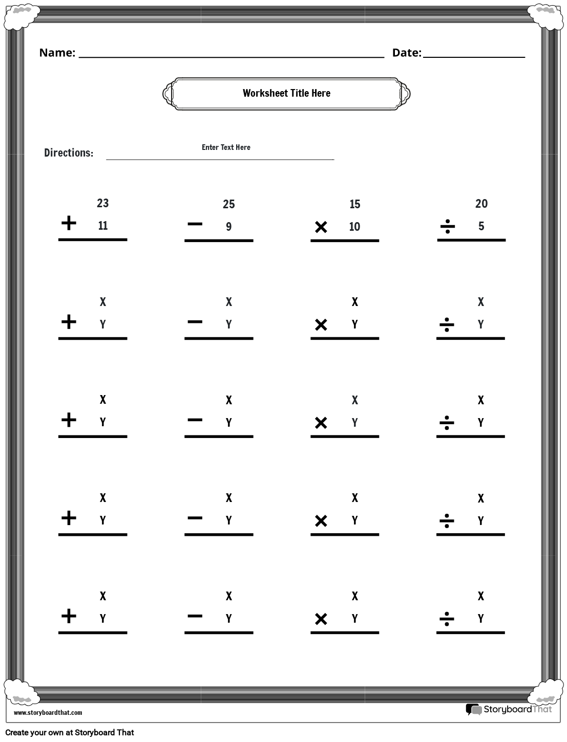 Storyboard That Free Mixed Operations Worksheets For Math Storyboard That Free Mixed Operations Worksheets For Math