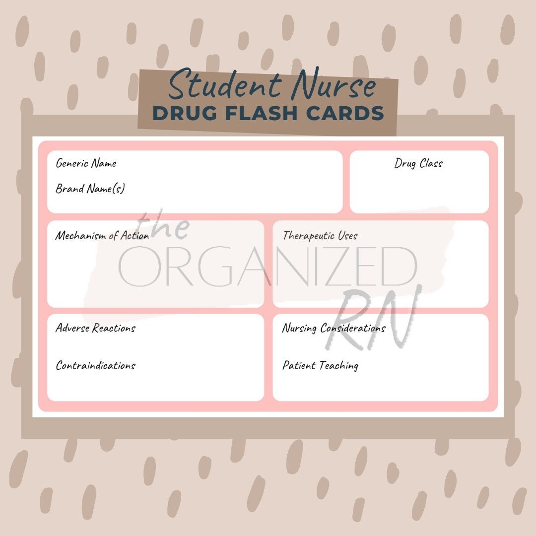 Student Nurse Drug Flash Cards 5x7in 7 Farben Etsy de