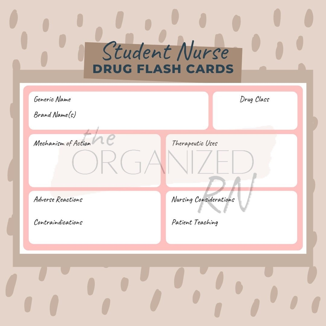 Student Nurse Drug Flash Cards 5x7in 7 Farben Etsy de