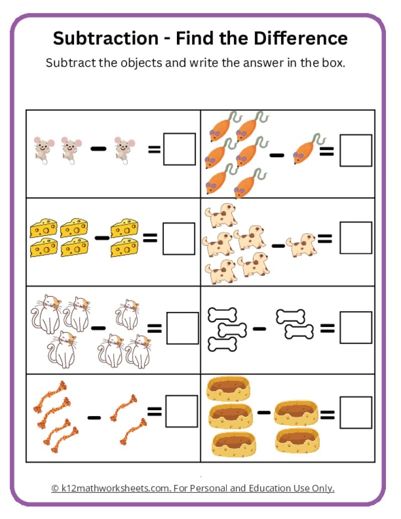 math worksheets for kindergarten subtraction math worksheets for kindergarten subtraction