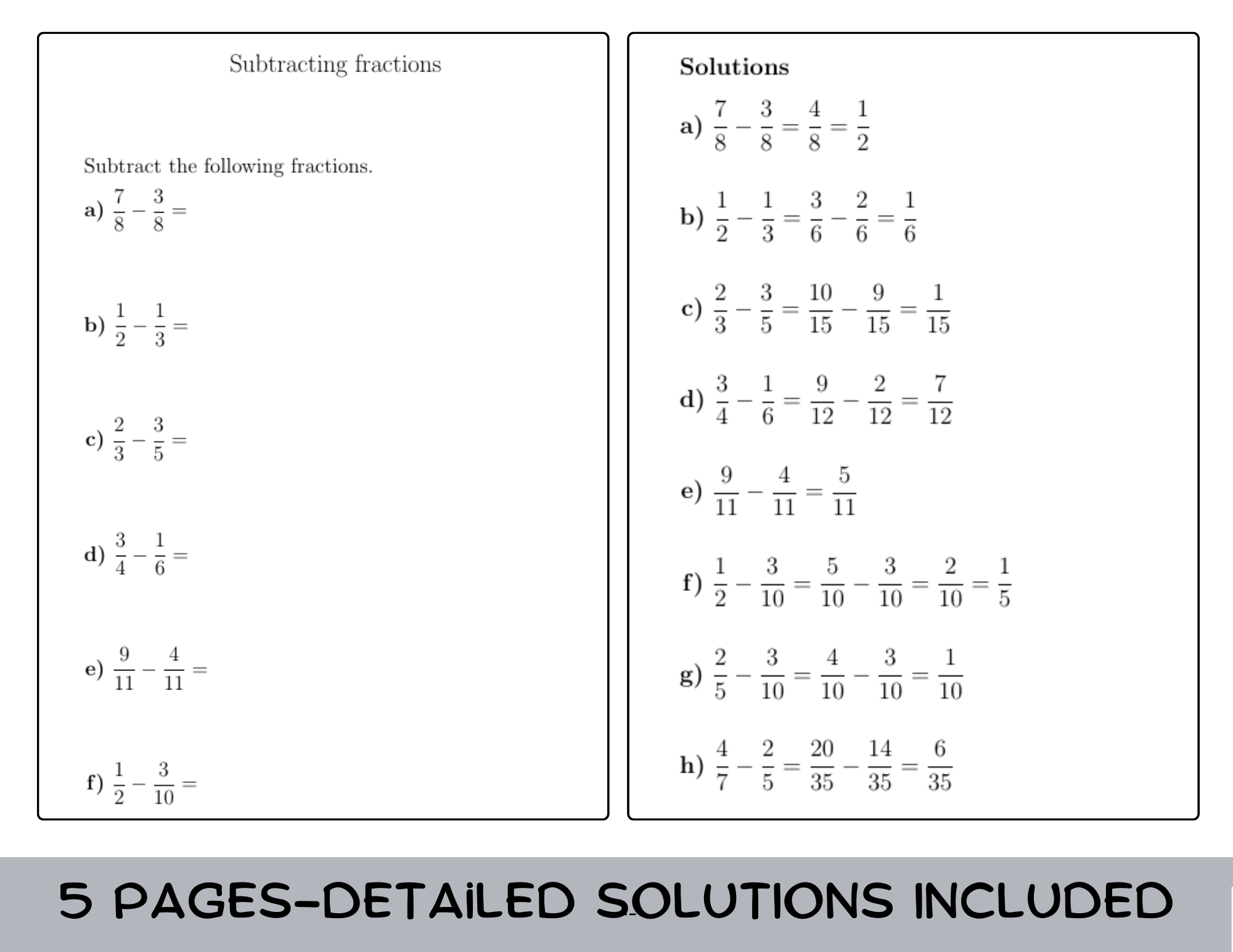 adding and subtracting fractions worksheets