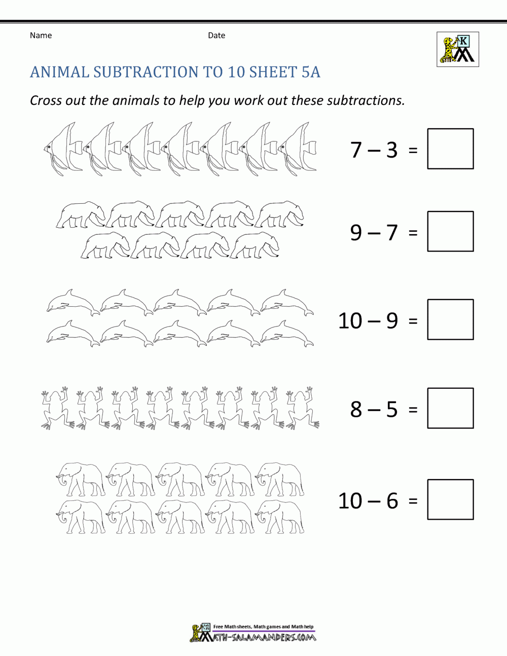kindergarten subtraction worksheets