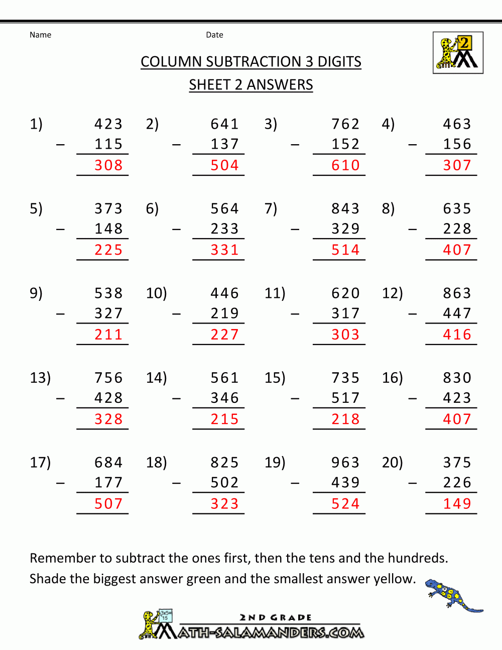 Subtraction With Regrouping Worksheets