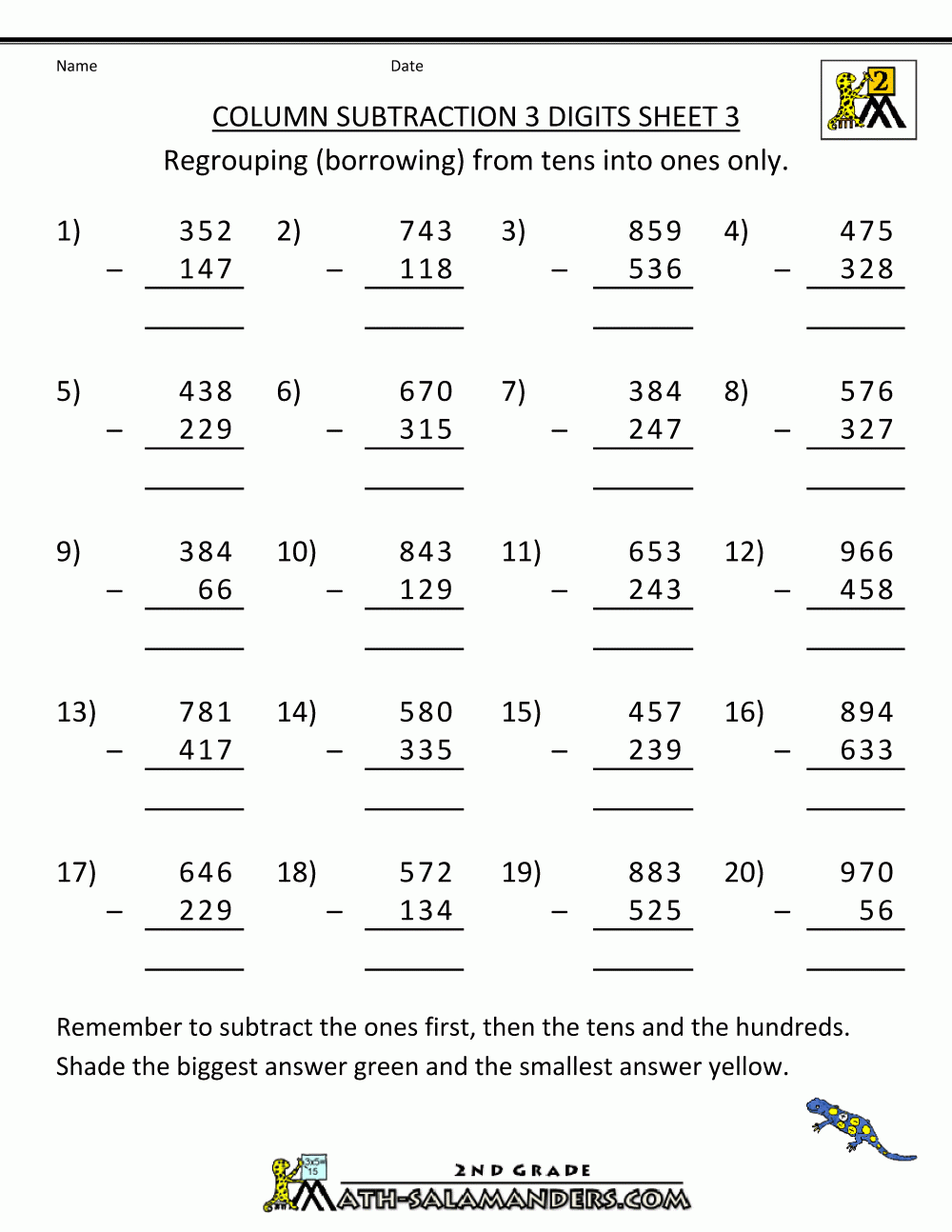 Subtraction With Regrouping Worksheets Subtraction With Regrouping Worksheets