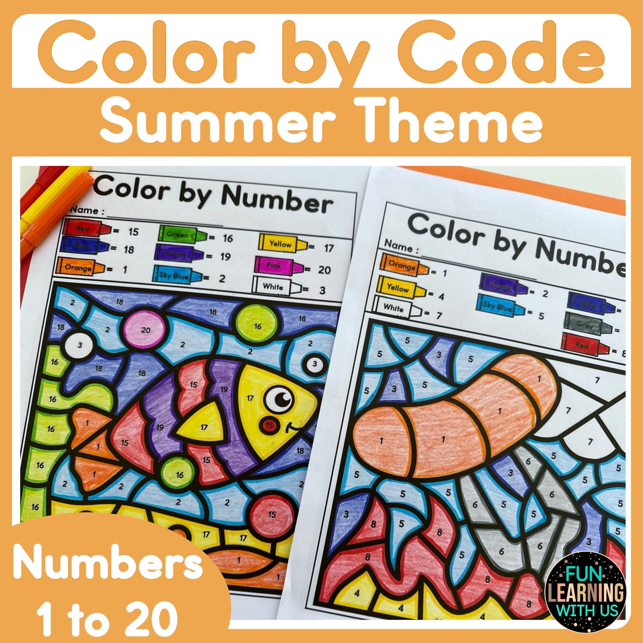 Summer Color By Number 1 To 20 Math Worksheet Summer Subitizing Activity Made By Teachers
