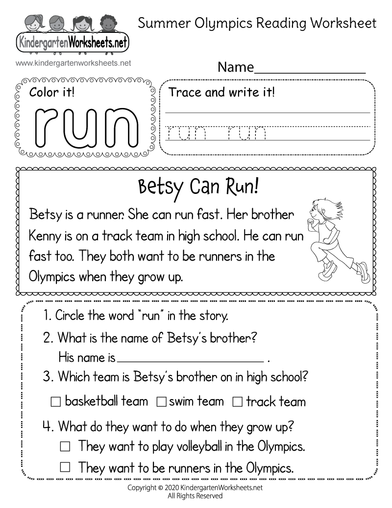 Summer Olympics Reading Worksheet Free Printable Digital amp PDF Worksheets Library