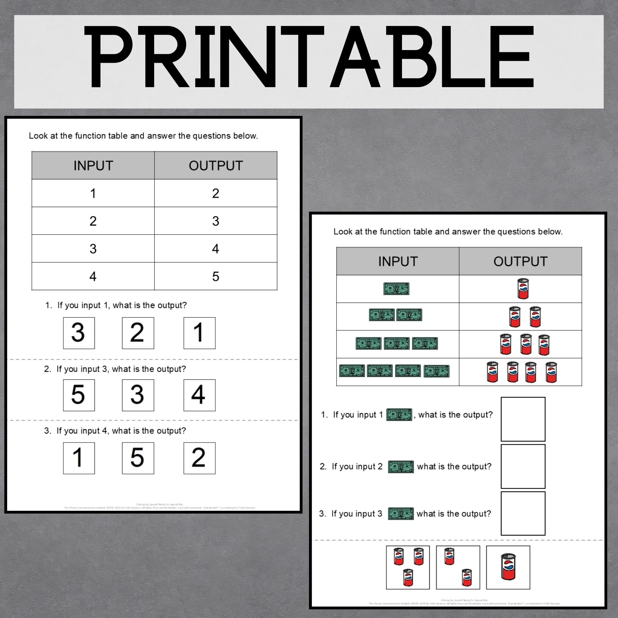 Super Simple Function Tables Functional Math Special Education Easy Algebra Special Needs For Special Kids