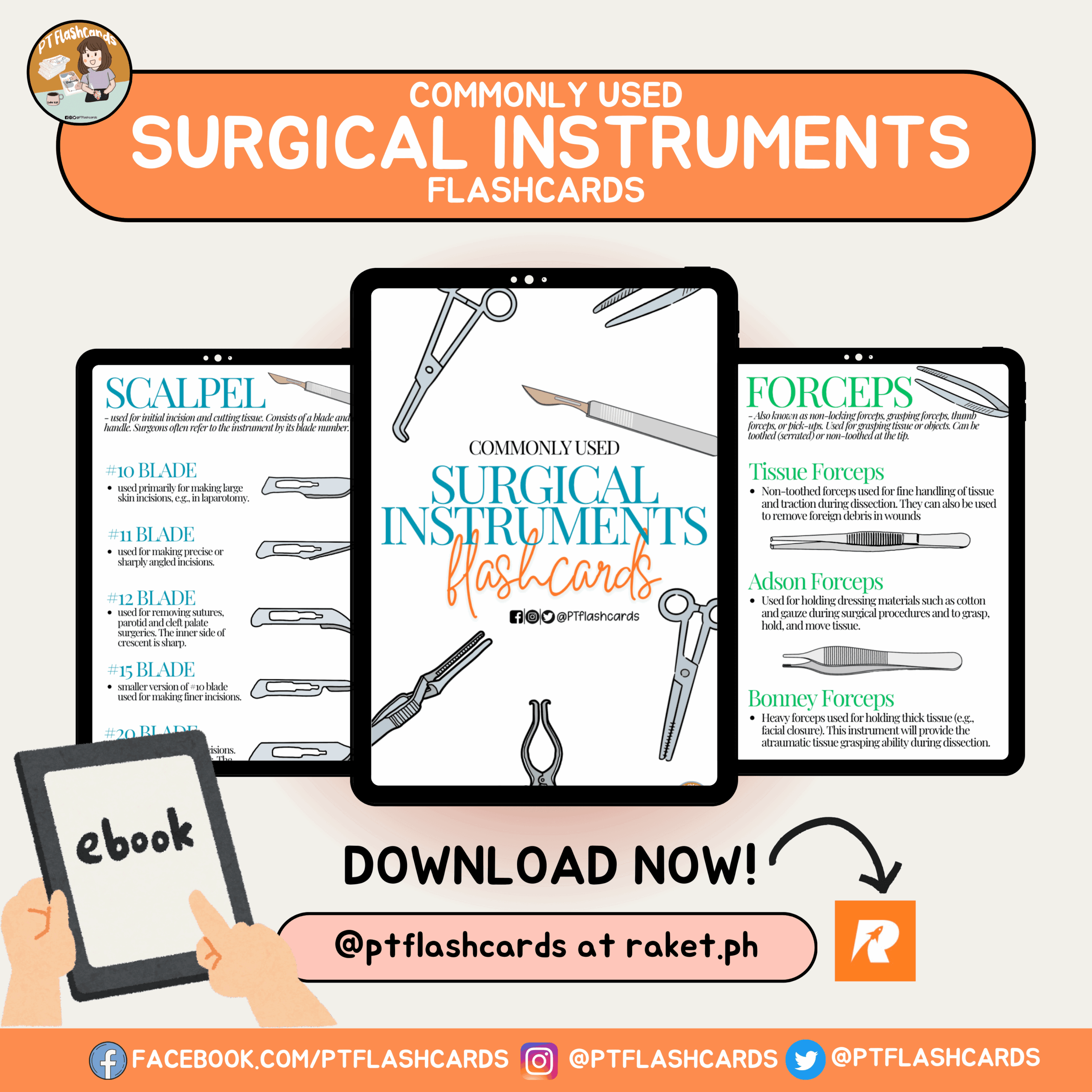 Surgical Instrument Flashcards PDF DOWNLOAD By Ptflashcards 17 Raket PH