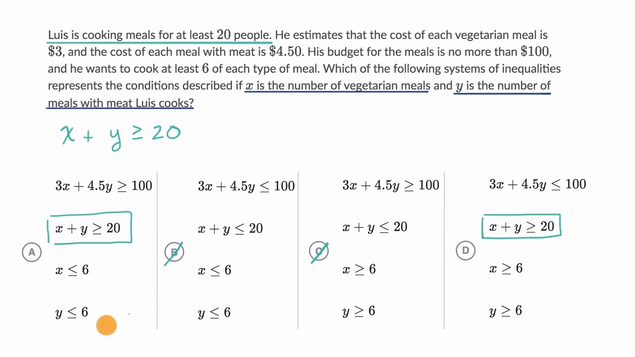 Systems Of Linear Inequalities Word Problems Harder Example video Khan Academy