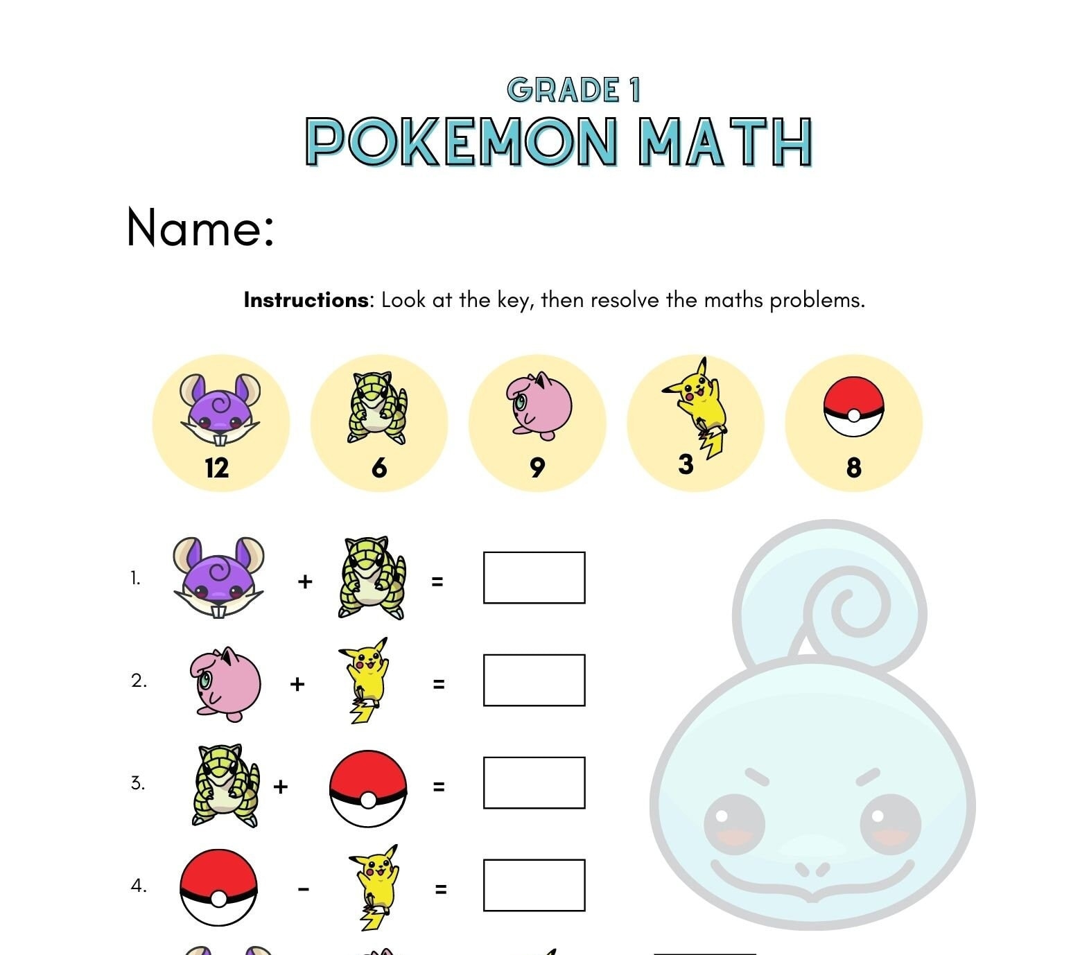 Teacher Supplies School Worksheet Pokemon Math Worksheet Bundle 1st Grade 9 Pages Teacher Lessons Fun Worksheet Etsy