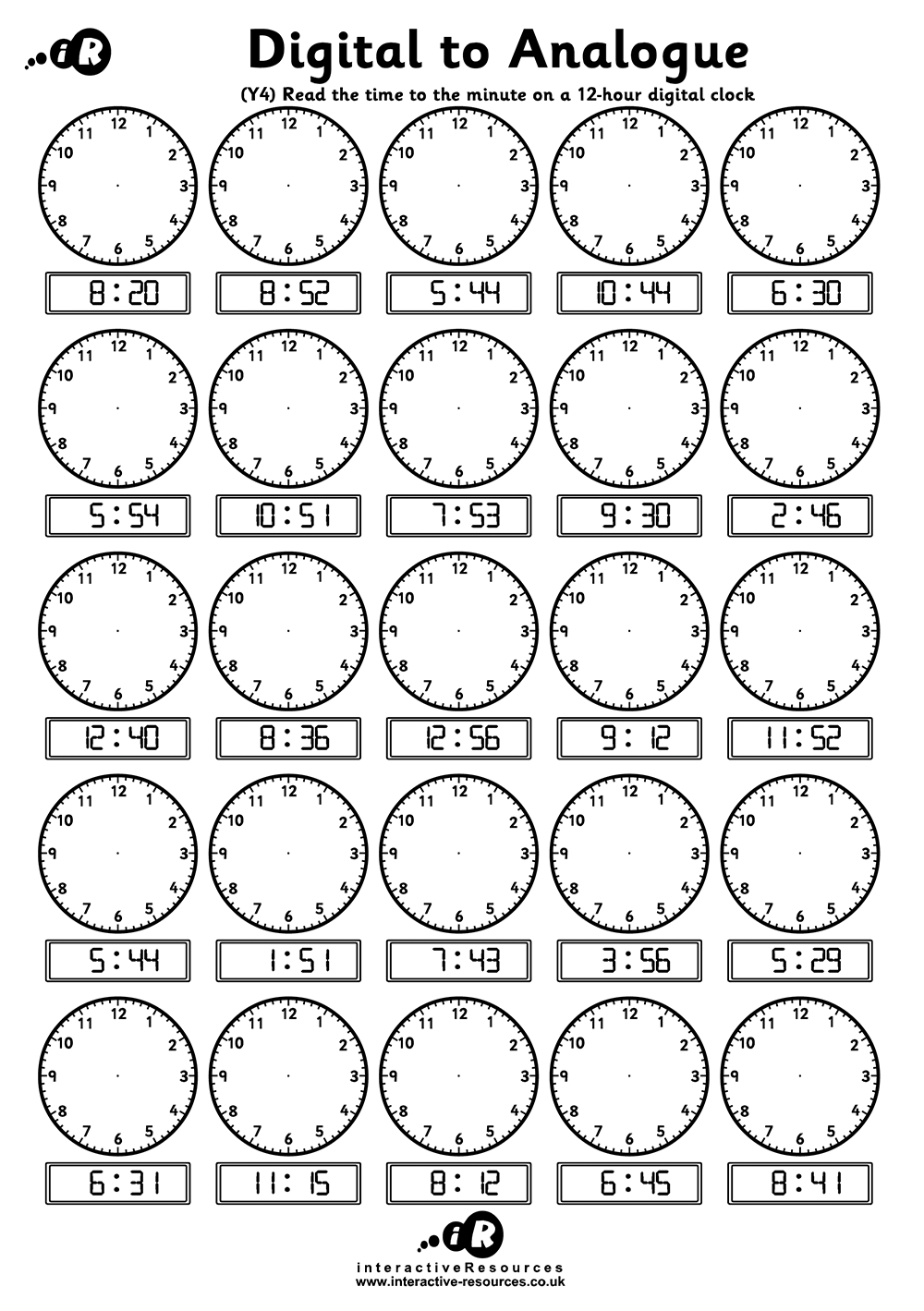 Teaching Time Free Telling Time Worksheets