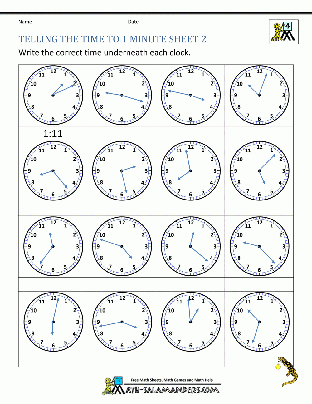 Telling Time Worksheets Grade 4 To The Nearest Minute Worksheets Library