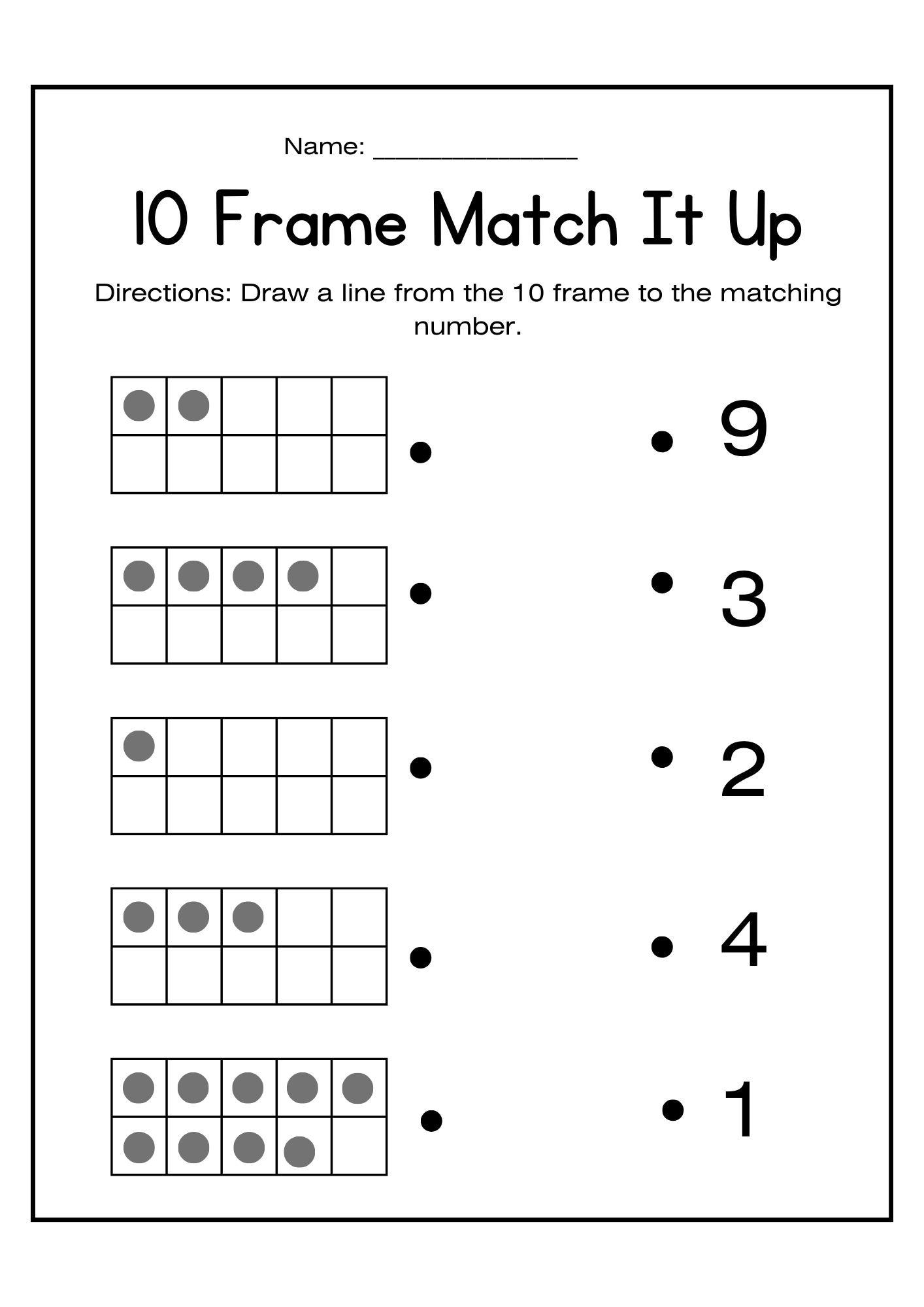 10 frame math worksheets