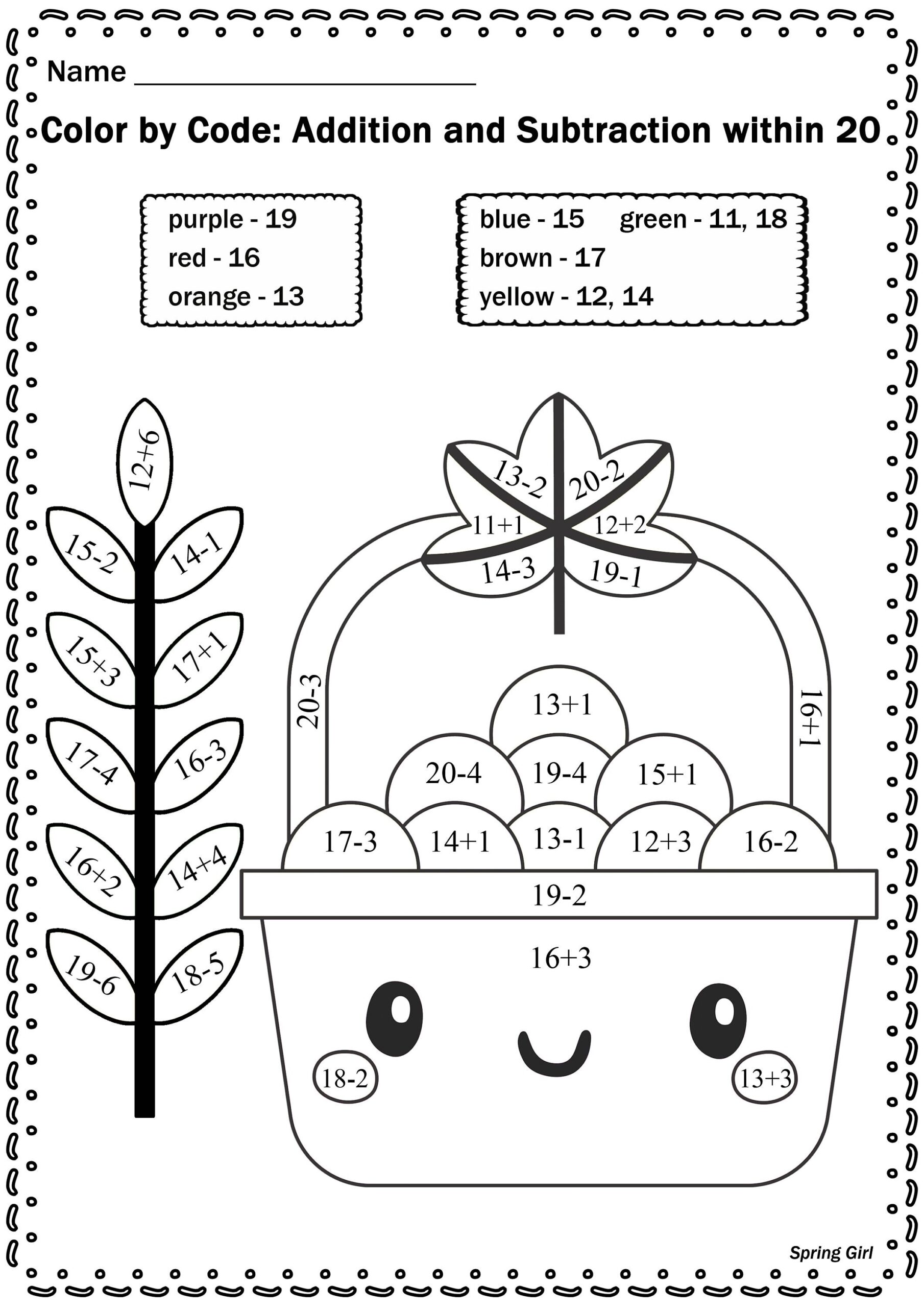 Thanksgiving Math Color By Code Worksheets Etsy Thanksgiving Math Color By Code Worksheets Etsy