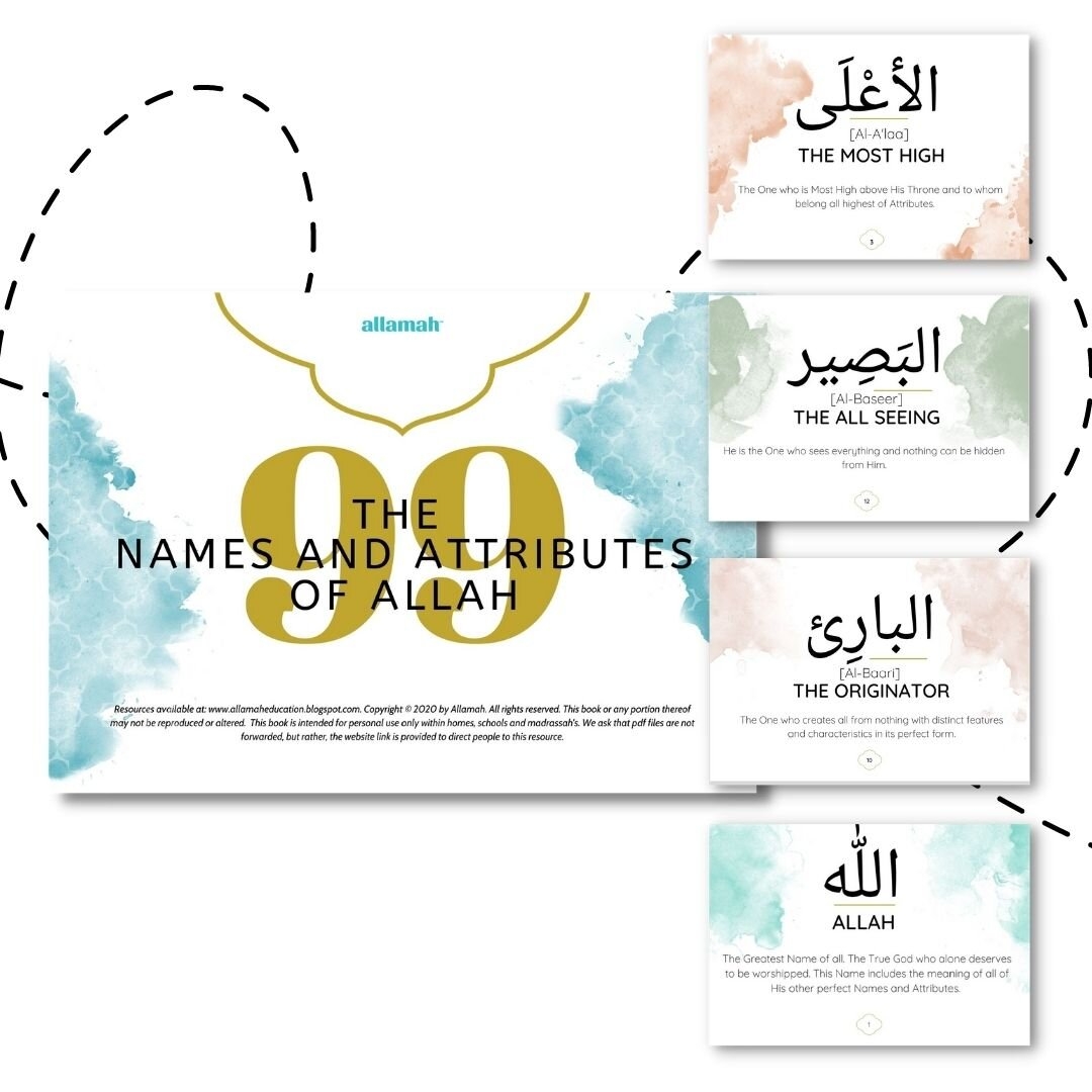 The 99 Names And Attributes Of Allah Card Set Allamah Education