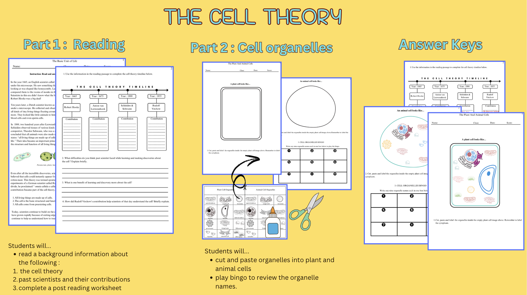 The Cell Theory Worksheets Teaching Resources The Cell Theory Worksheets Teaching Resources