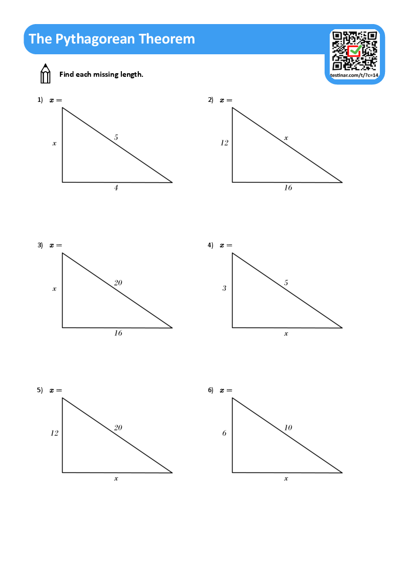 the pythagorean theorem worksheet